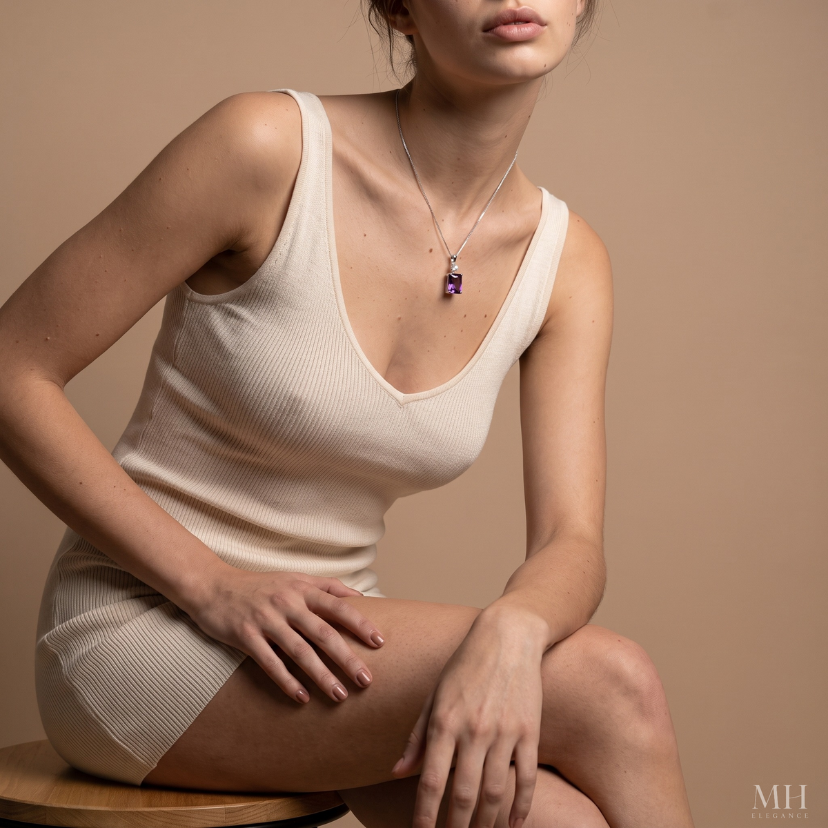 Amethyst Birthstone Necklace | Sterling Silver 18K White Gold Plated – MH Elegance
