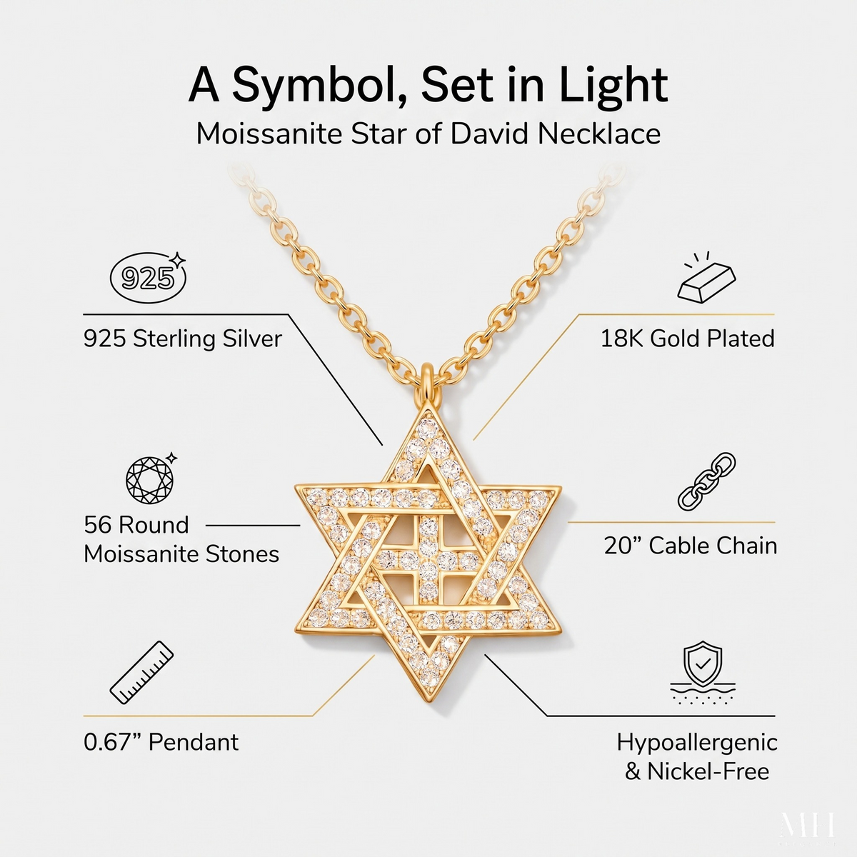 Collier étoile de David en argent sterling