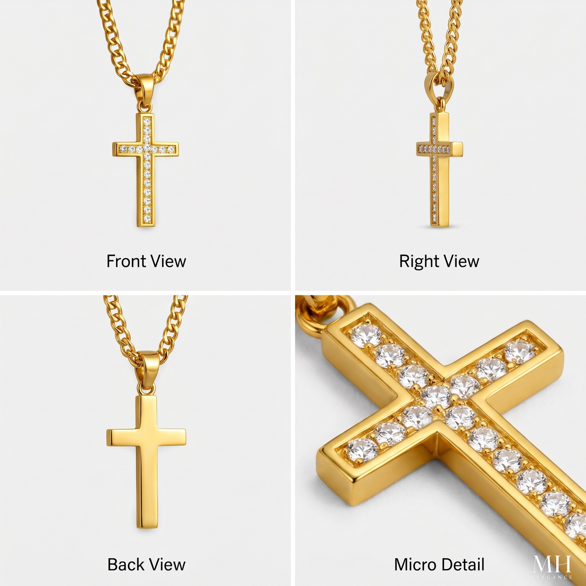 Collar con cruz de fe eterna bañada en oro de 24 quilates | Colgante religioso para hombre | Joyería espiritual para hombre – MH ELEGANCE