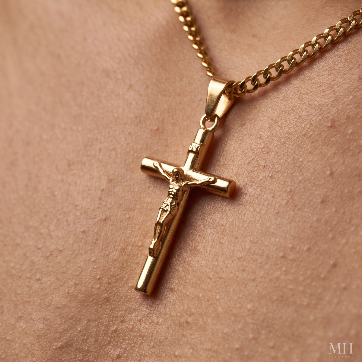Collar con crucifijo Herencia Divina de Oro 24K | Colgante religioso para hombre | Joyería espiritual de lujo – MH ELEGANCE