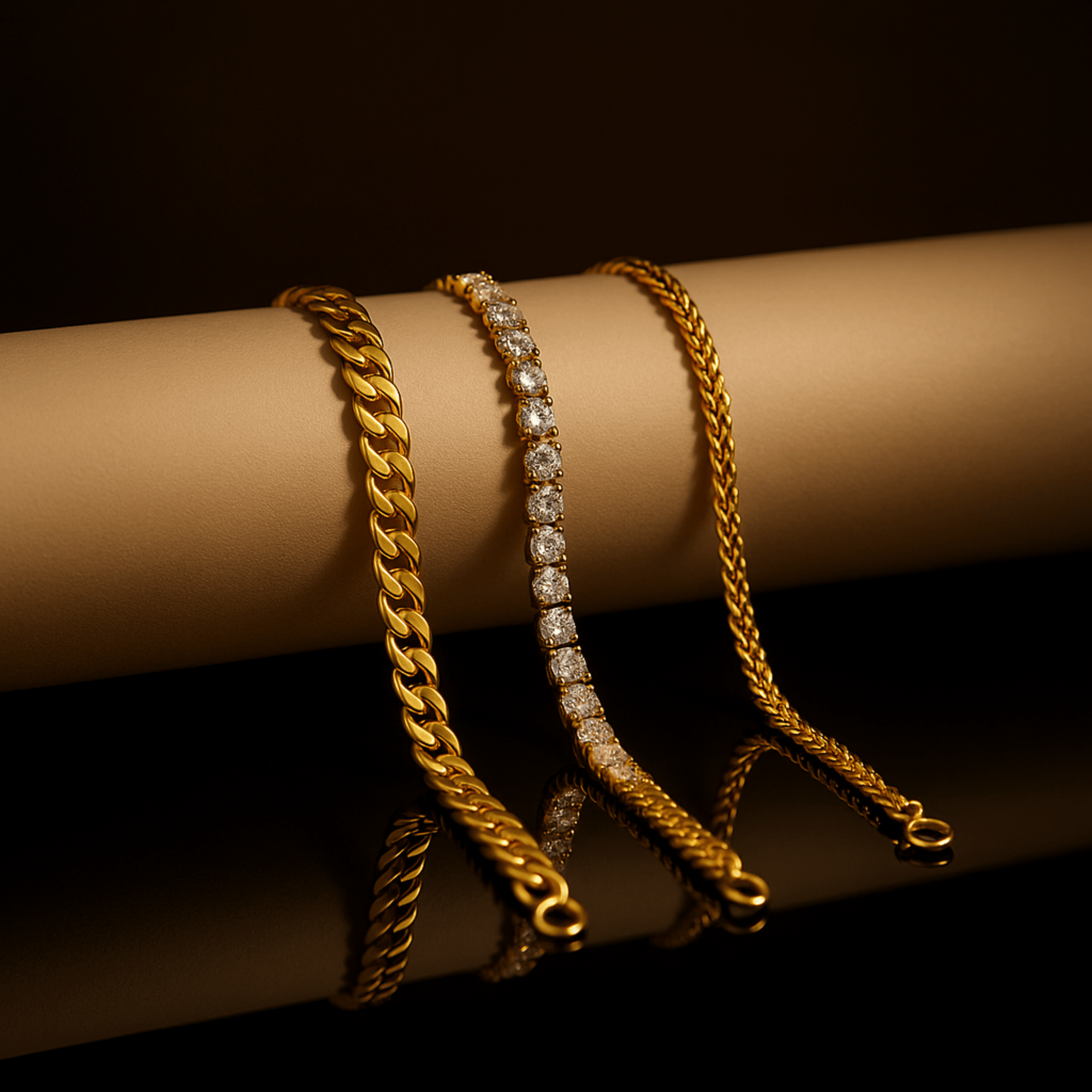 Gold Charm Bracelet Set – 3Piece
