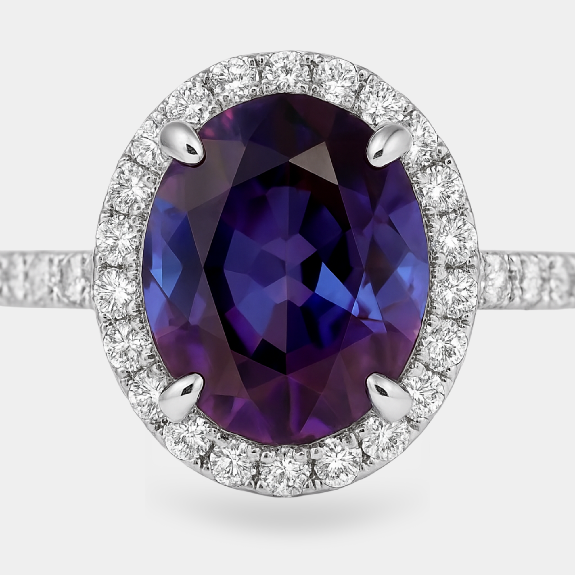 Oval Alexandrite Halo Engagement Ring