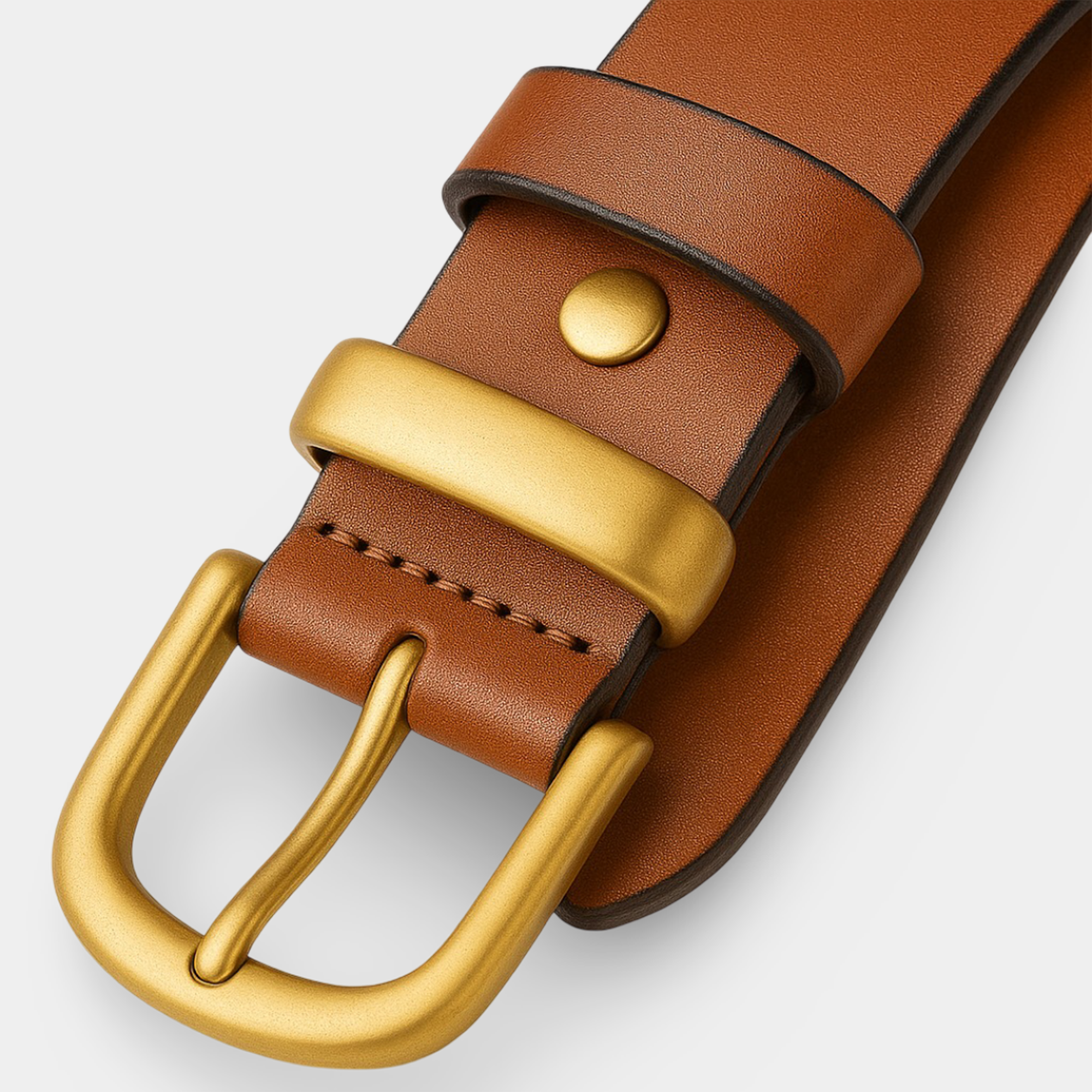 Women’s Italian Leather Belt with Gold Buckle