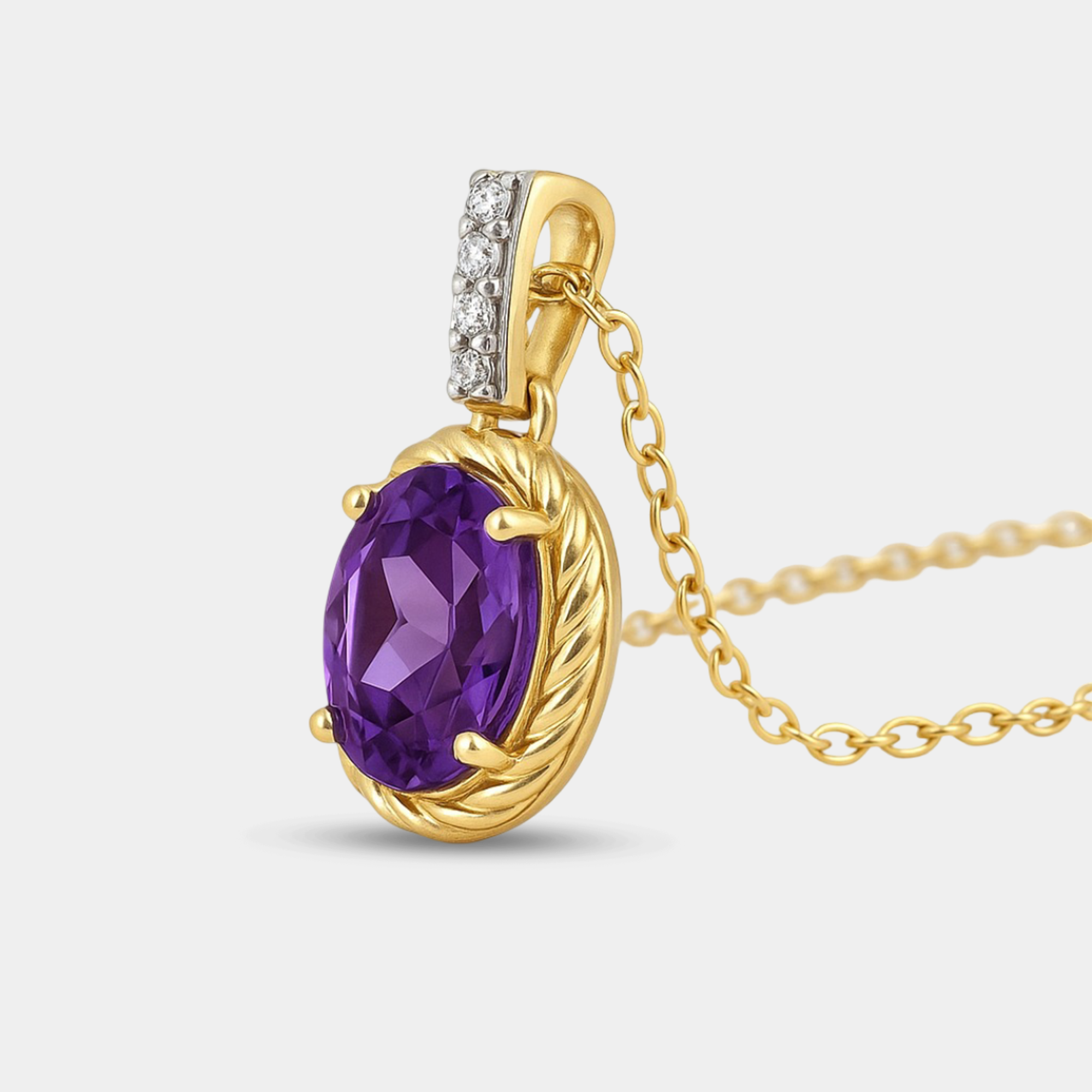 Alma Amethyst Diamond Pendant Necklace