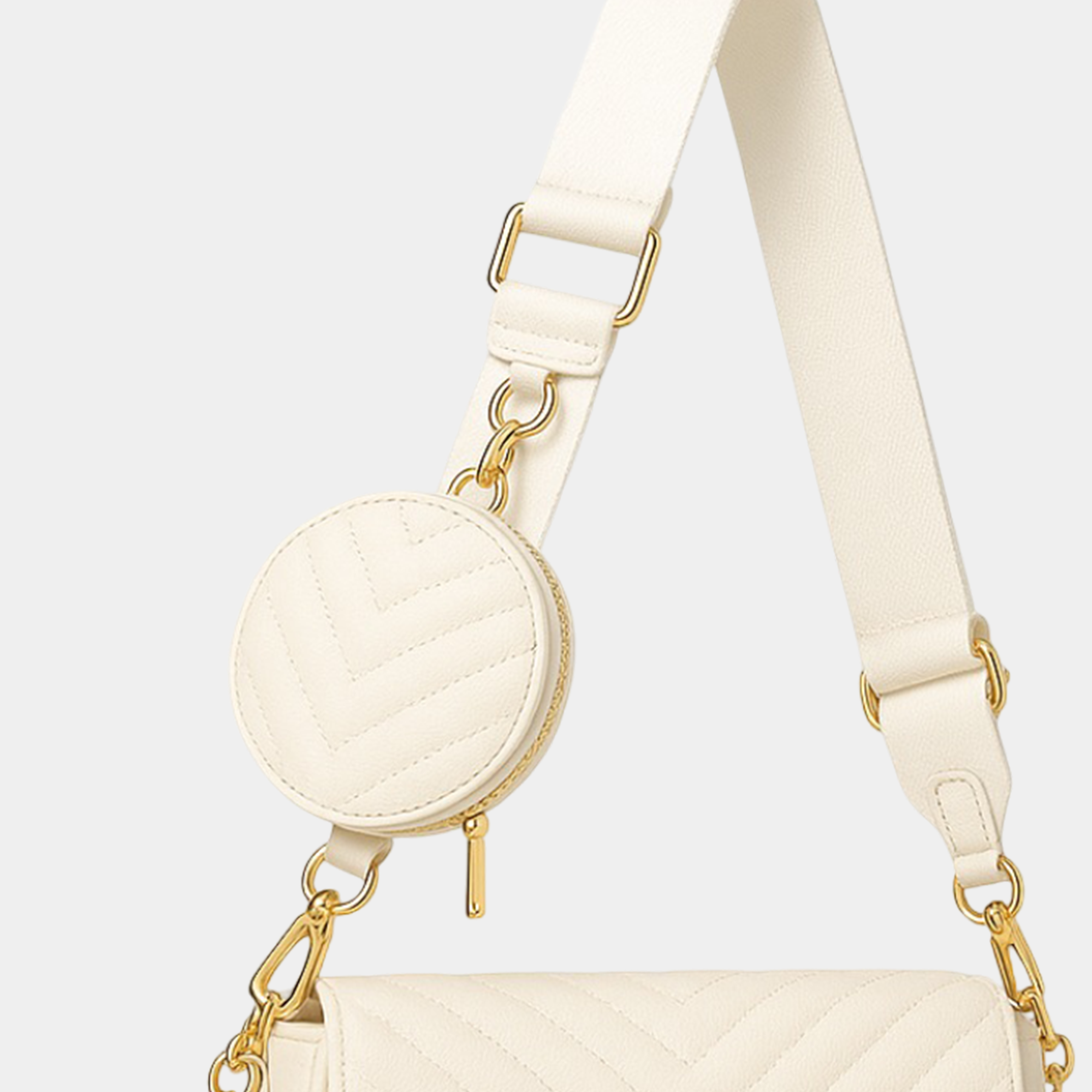 Cream White Quilted Crossbody Bag