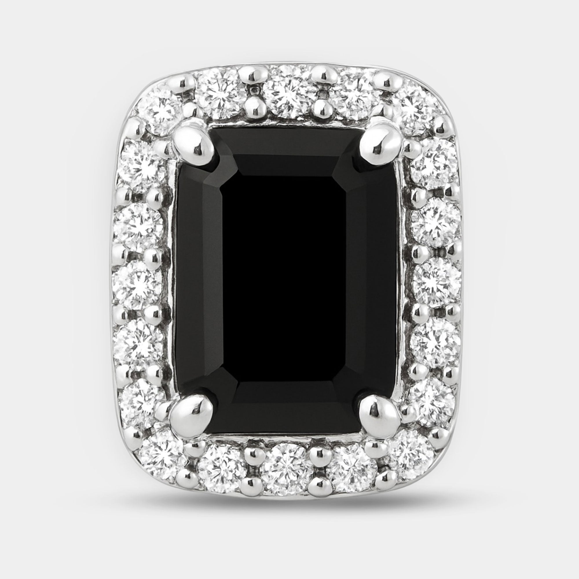 Emerald-Cut Onyx Halo Stud Earrings