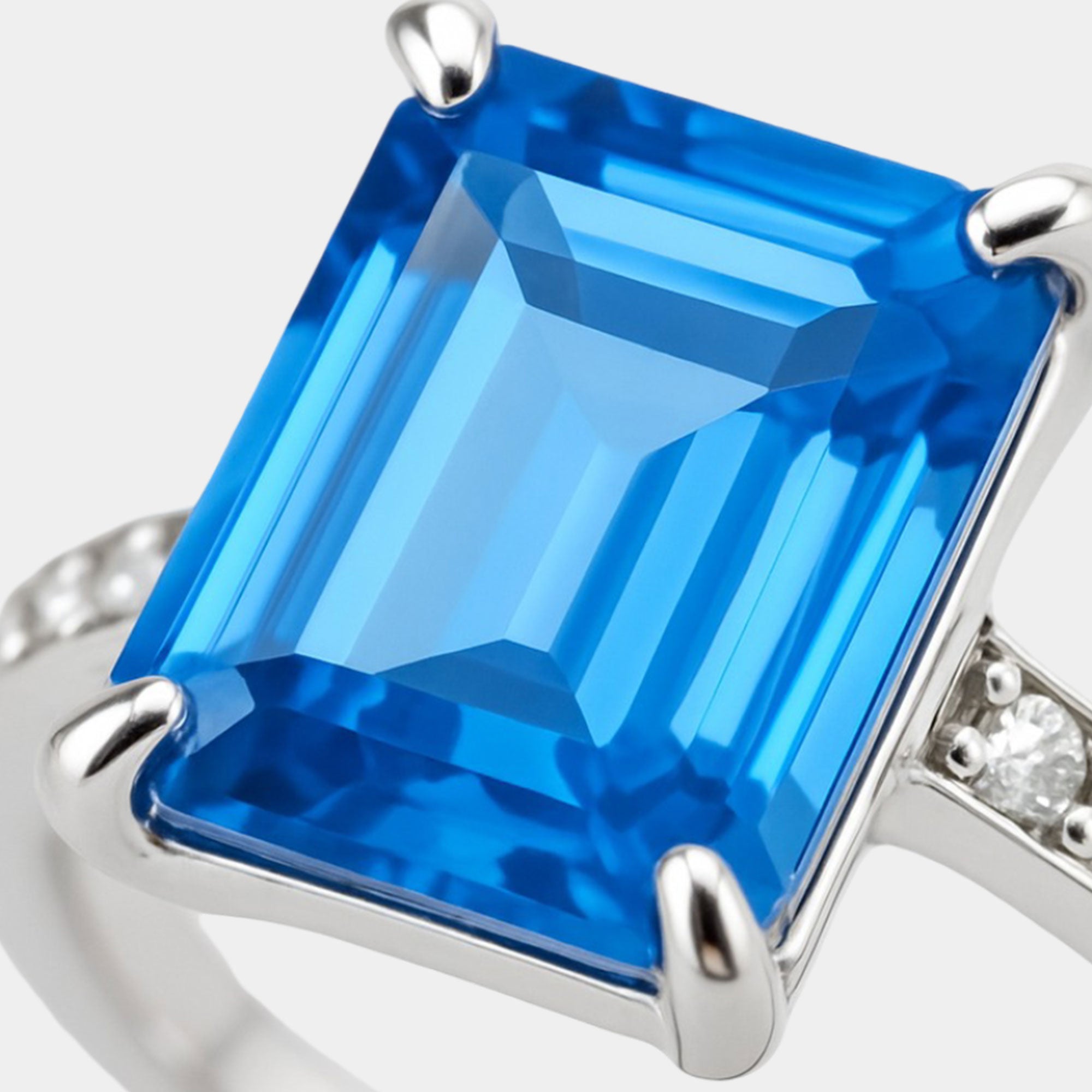 Swiss Blue Topaz & Diamond Ring