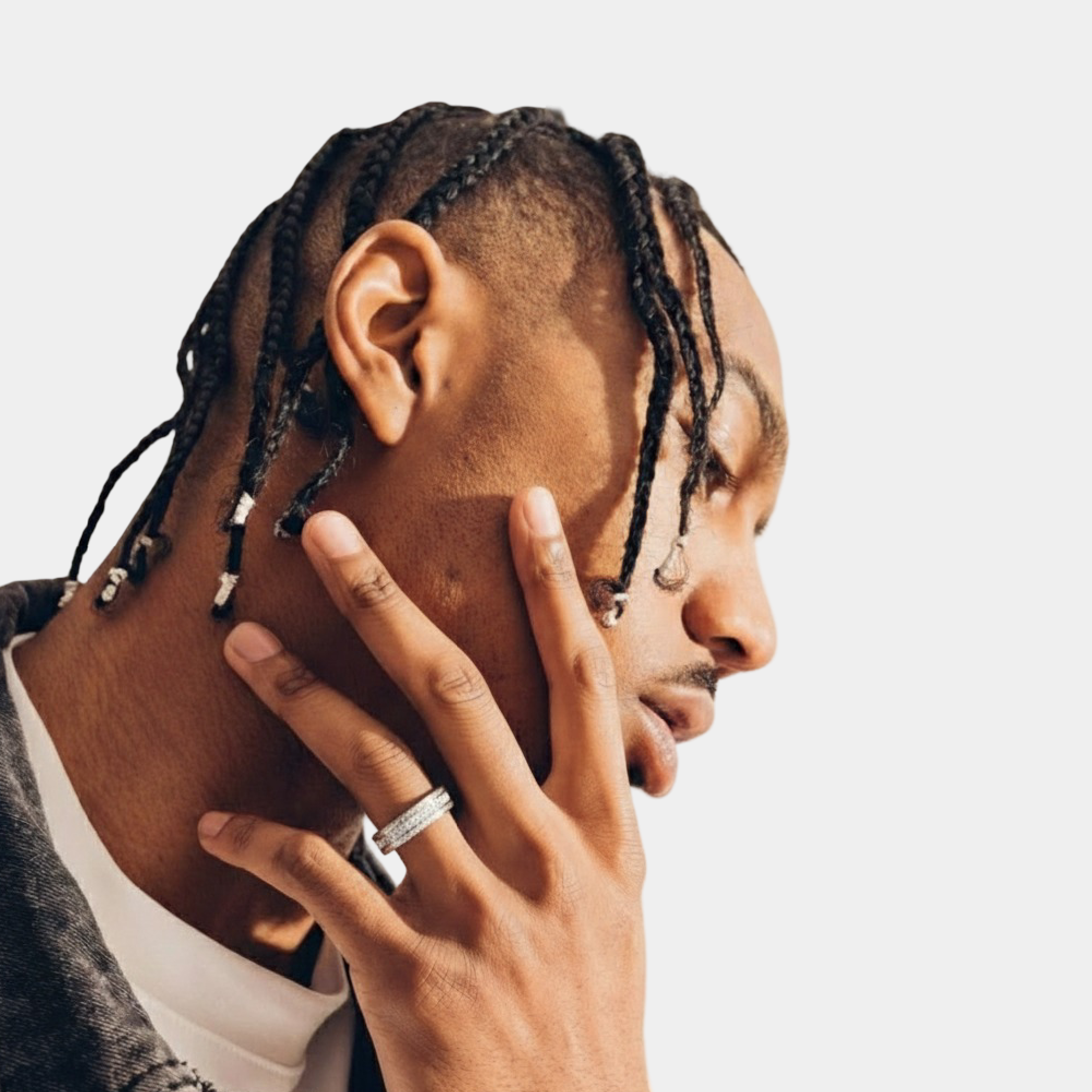 Sterling Silver & Tungsten Pear His & Hers Ring Set