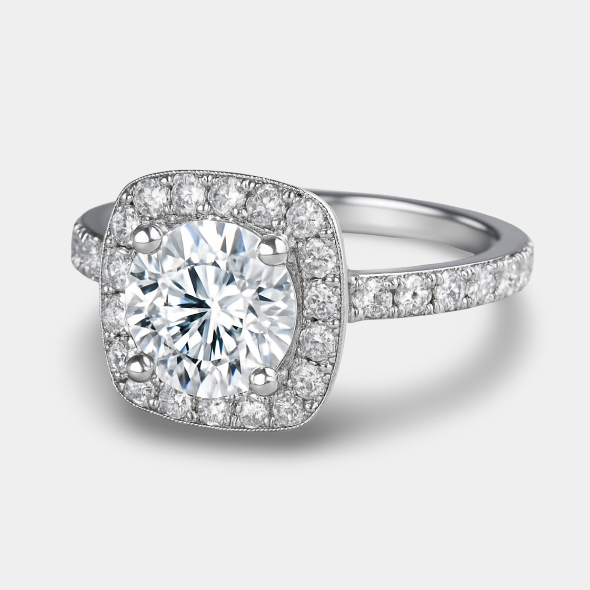 Mira Moissanite Halo Engagement Ring