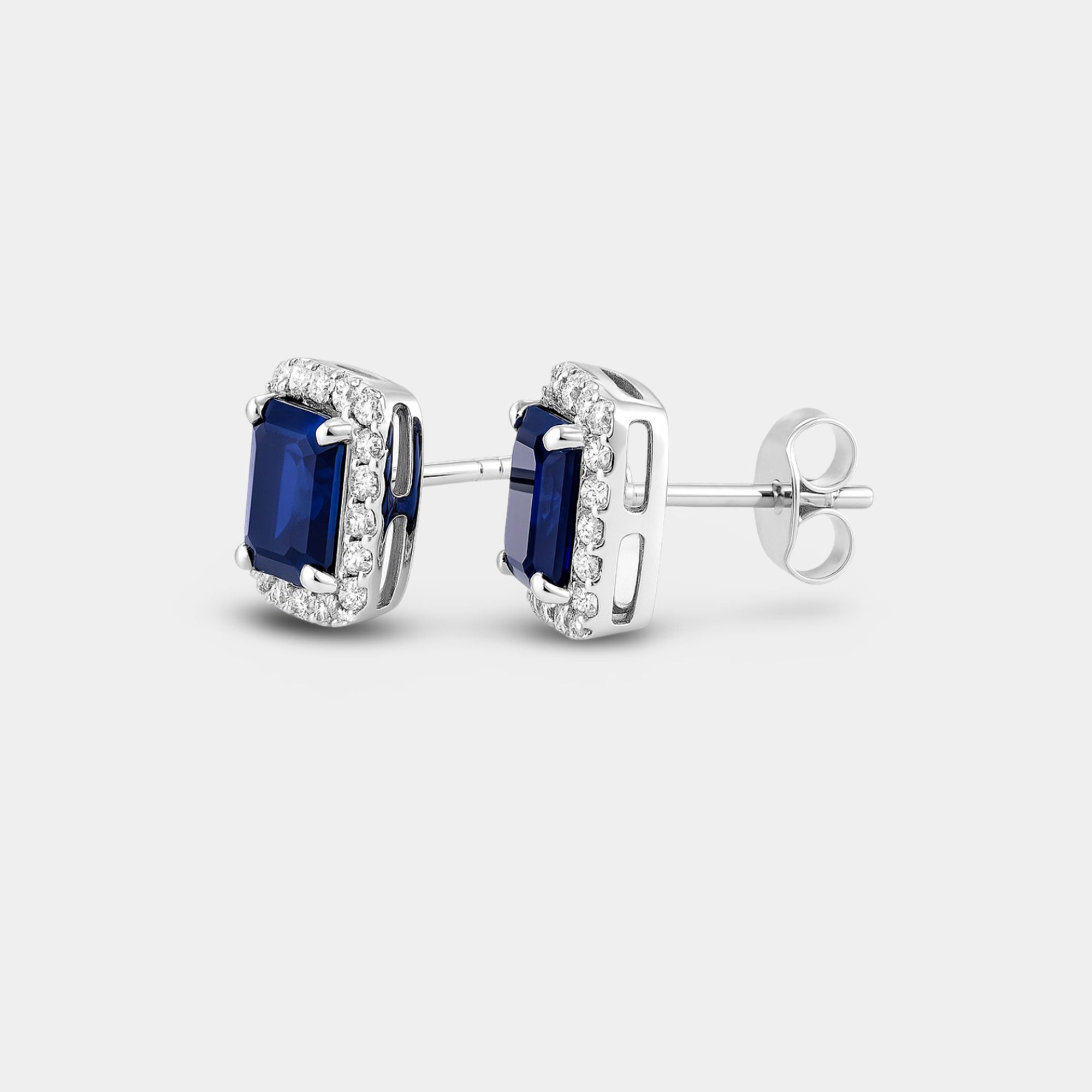 Emerald-Cut Blue Sapphire Stud Earrings