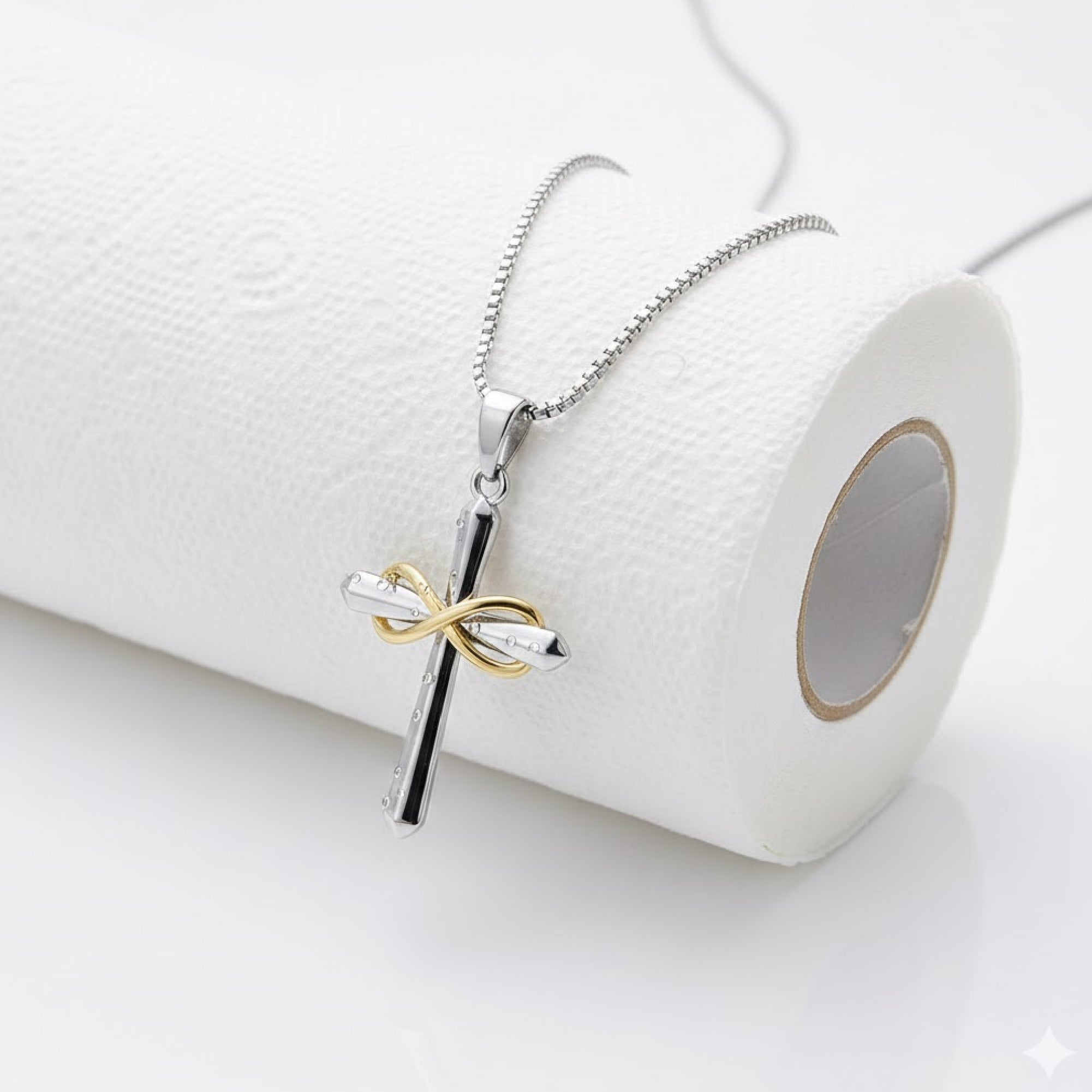 Sterling Silver Cross Necklace | Eternal Halo Birthstone | Faith & Love Symbol – MH ELEGANCE
