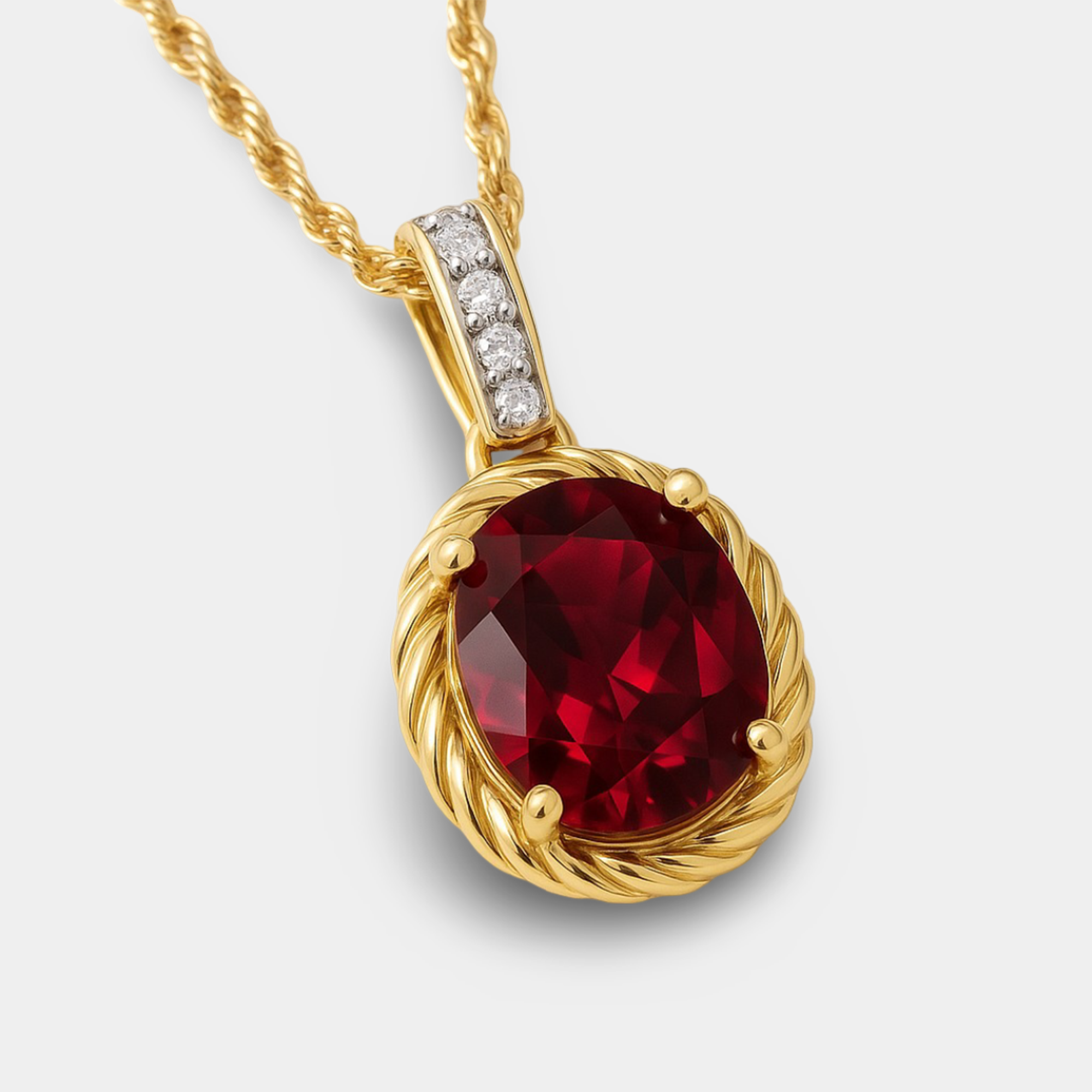 Ruby & Diamond Oval Pendant