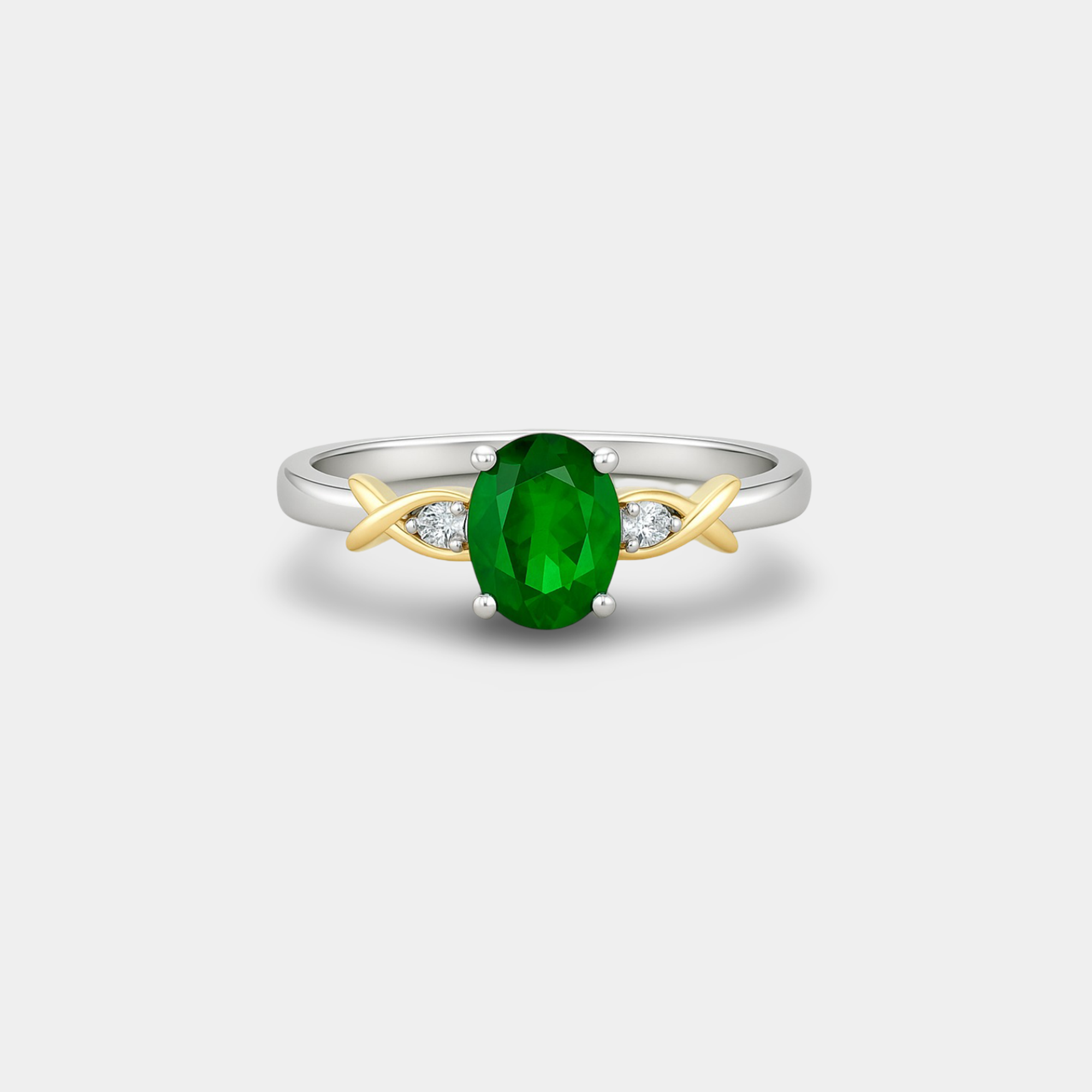 Liora Two-Tone Emerald Crossover Ring