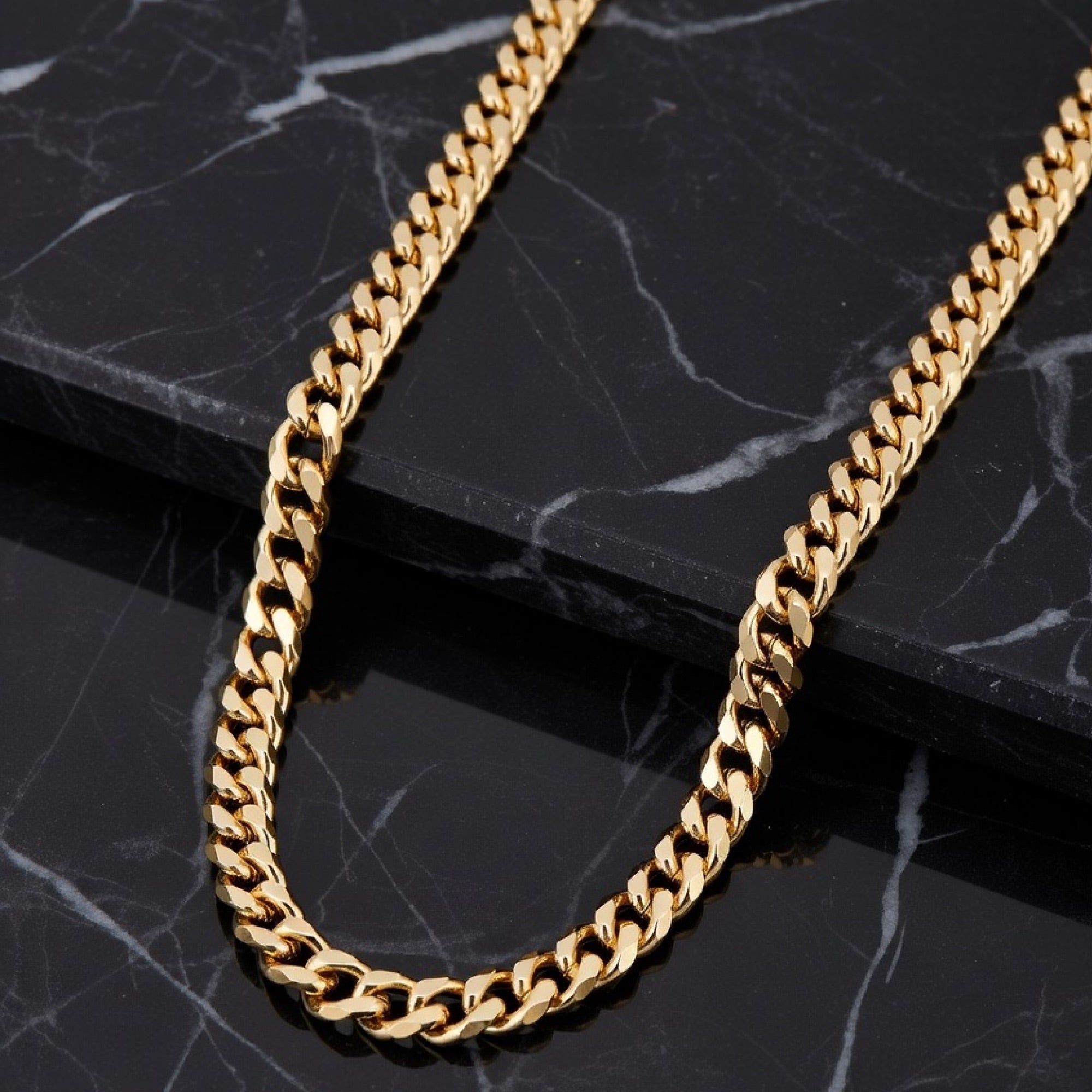 Chaîne maille cubaine taillée au diamant plaquée or 18 carats | Argent Sterling de Première Qualité | Design de Luxe – MH ELEGANCE