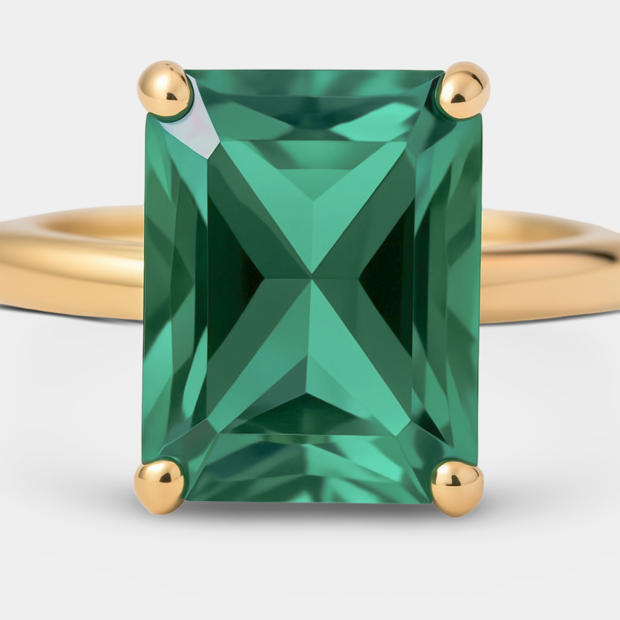 Nano Emerald Solitaire Gold Ring