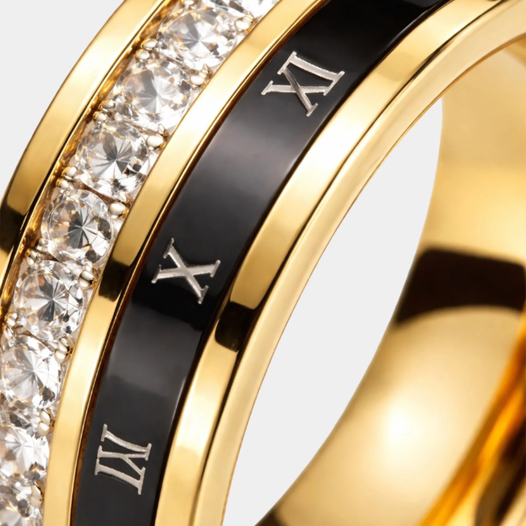 Bague tournante chiffres romains | Bijoux unisexes en acier inoxydable pour hommes