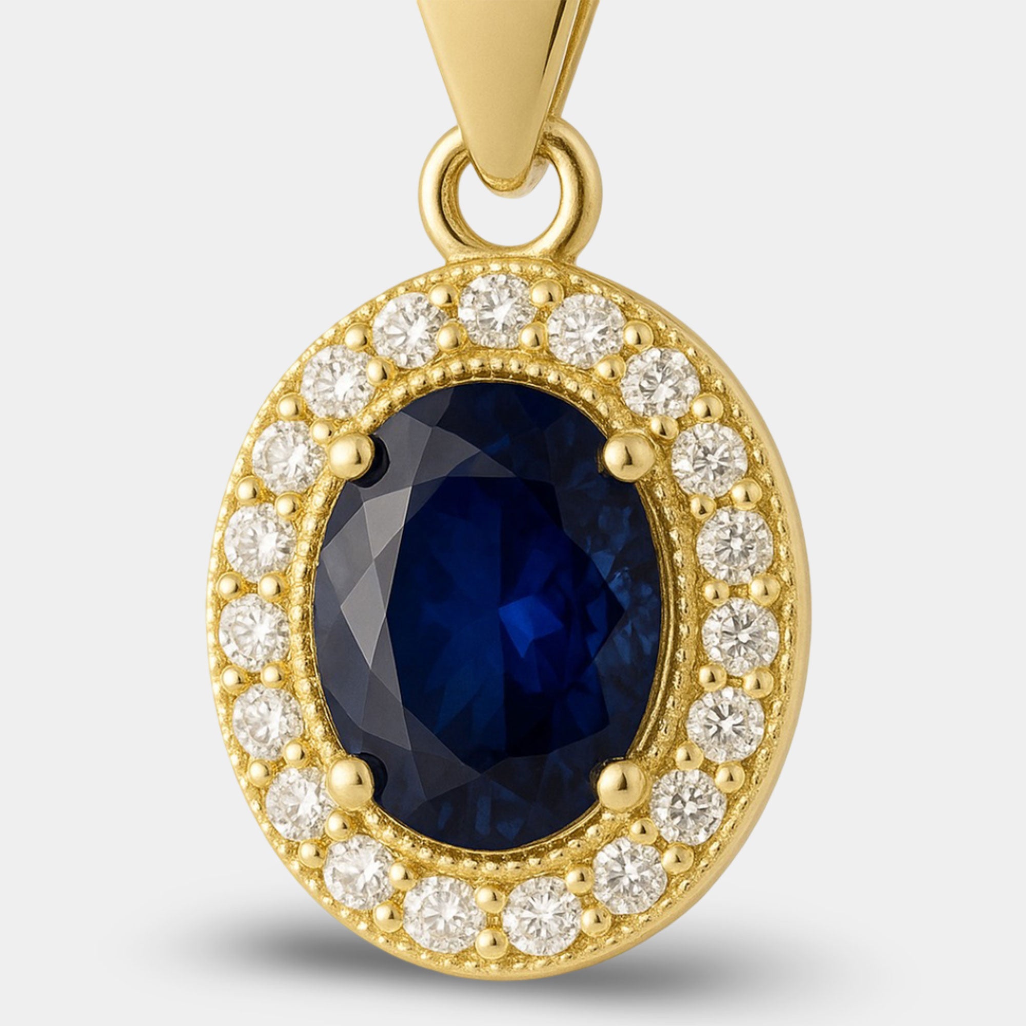 Oval Sapphire Halo Pendant