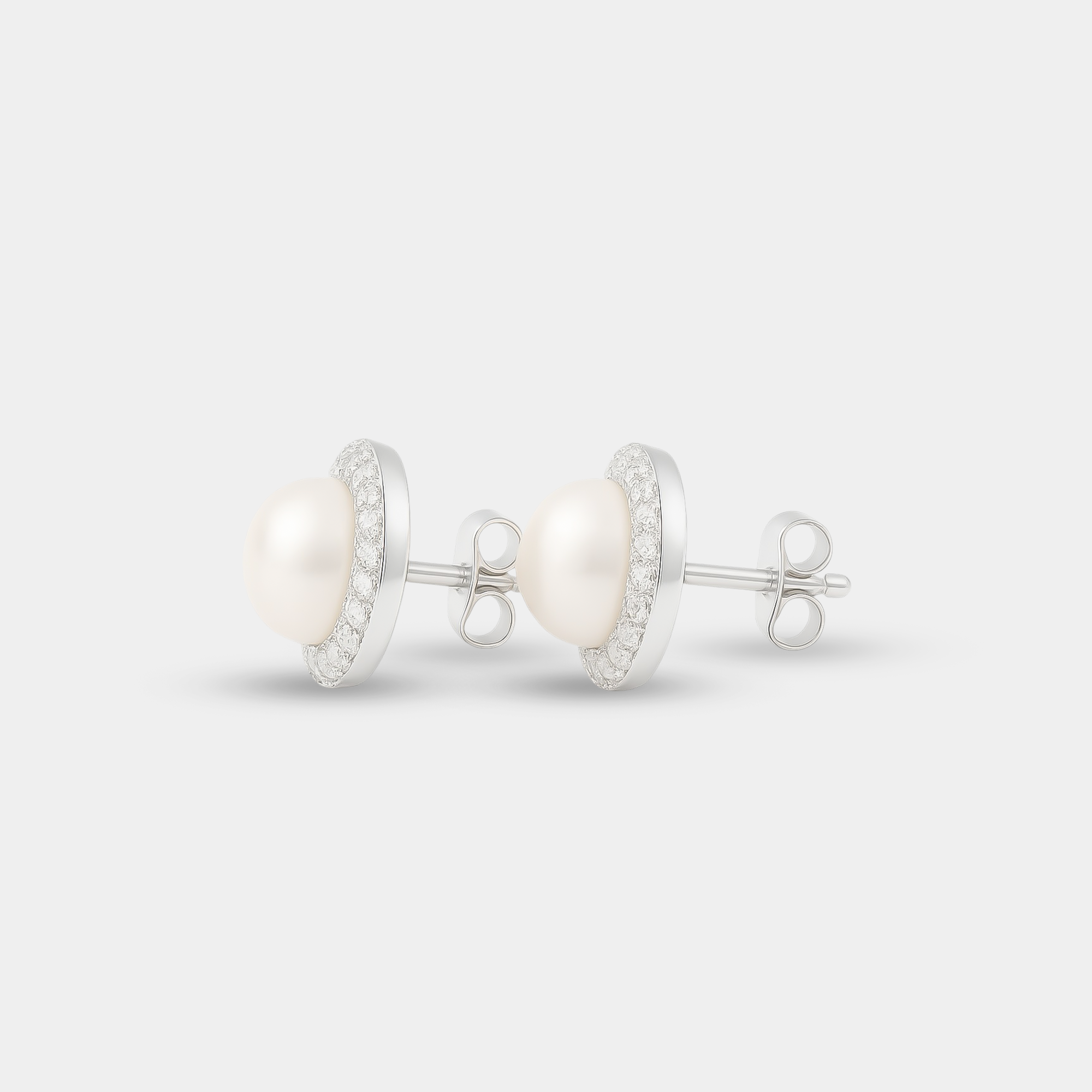 Freshwater Pearl Button Stud Earrings