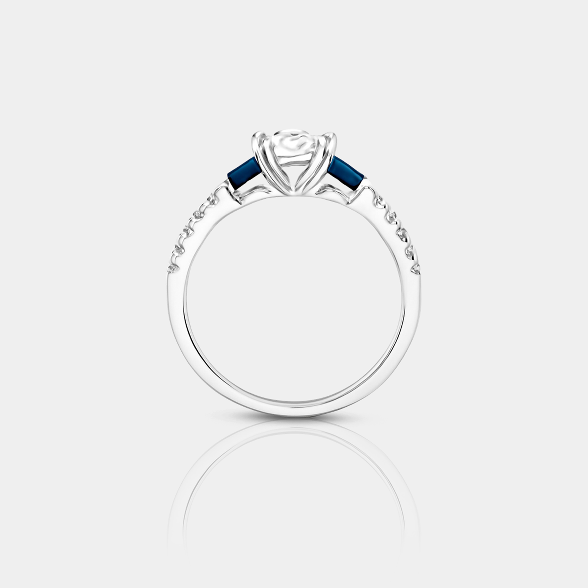 Diamond & Blue Sapphire Engagement Ring