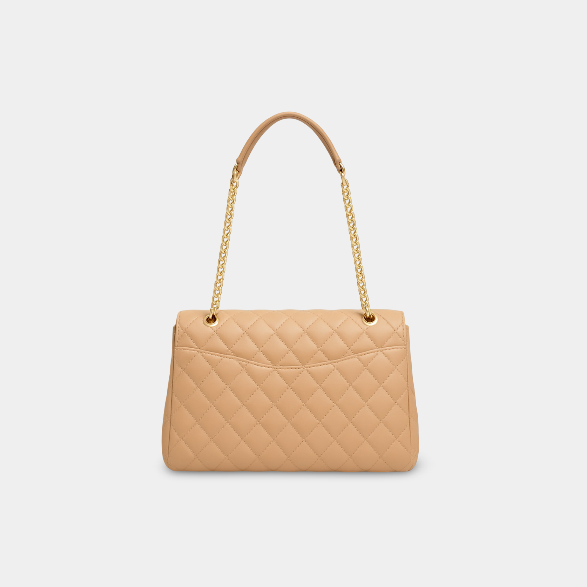 Almond Quilted Crossbody Bag