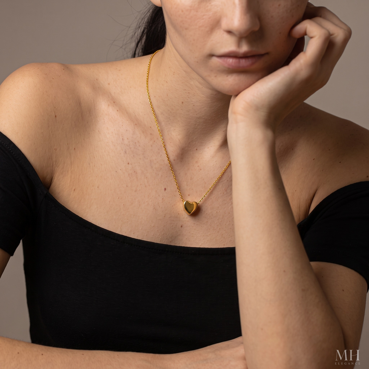Gold Heart Necklace – 14K Gold Plated Dainty Love Pendant for Women