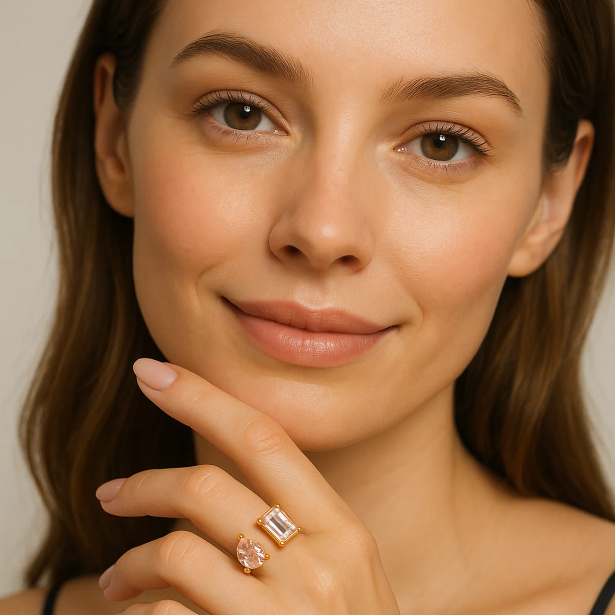 Dual Gemstone Crystal Ring