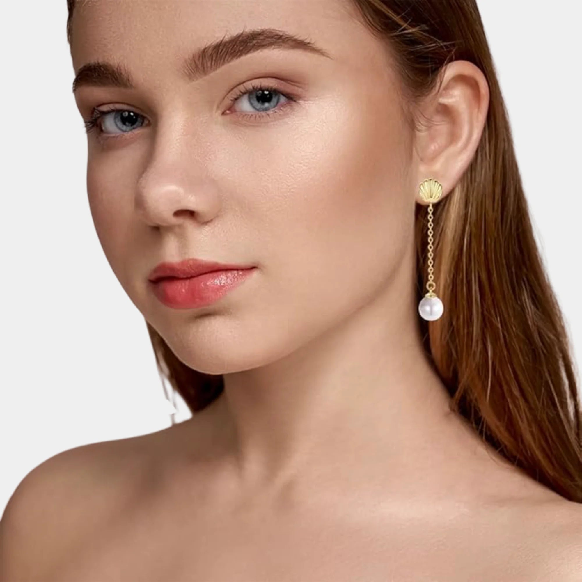 Shell Pearl Chain Drop Earrings