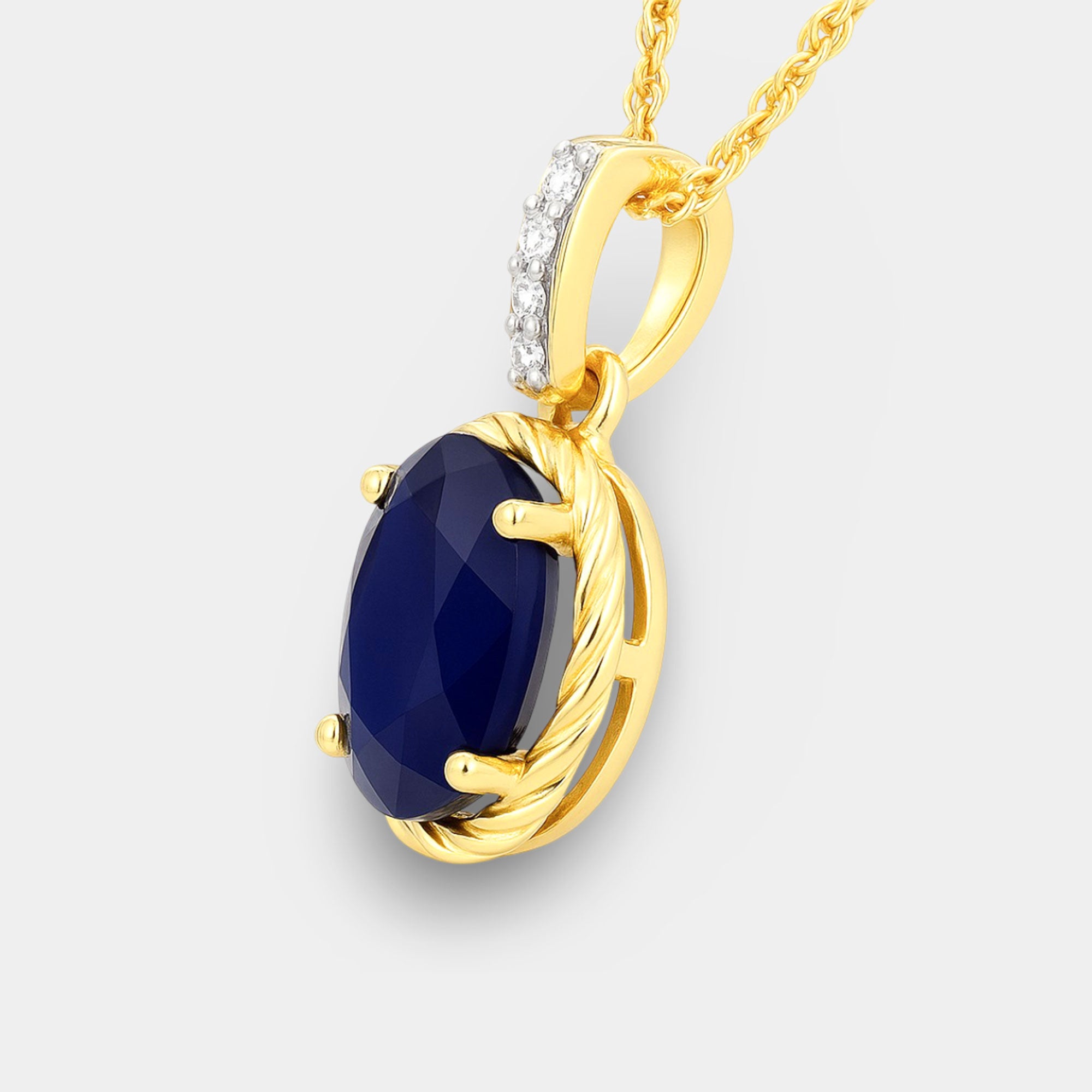 Oval Sapphire & Diamond Pendant Necklace