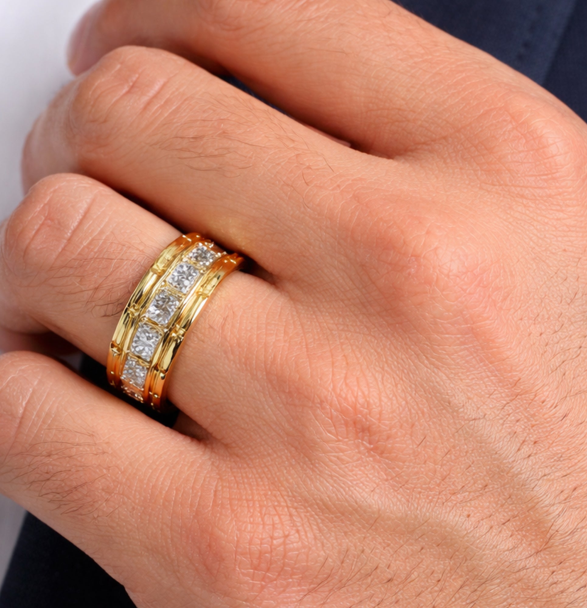 Alliance de mariage éternelle Imperial Crown en or | Bague de luxe pour homme | Design intemporel