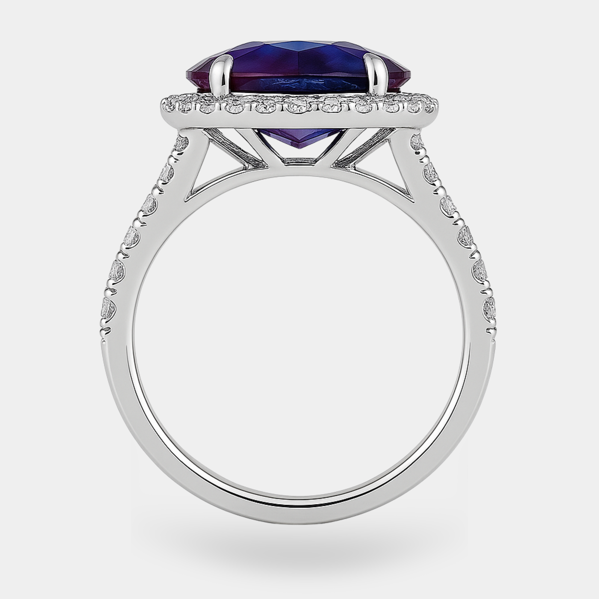Oval Alexandrite Halo Engagement Ring