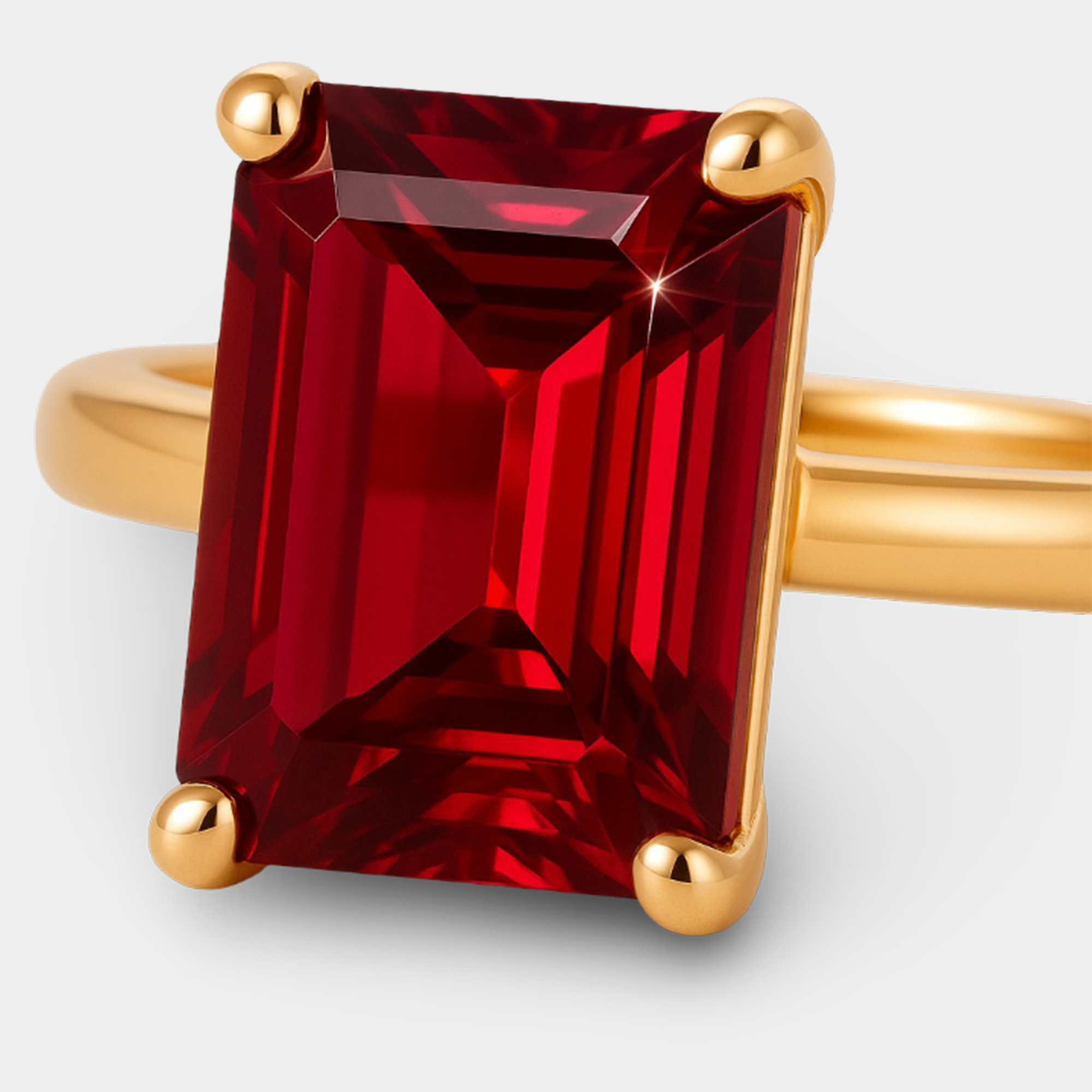 Ruby Emerald-Cut Solitaire Ring