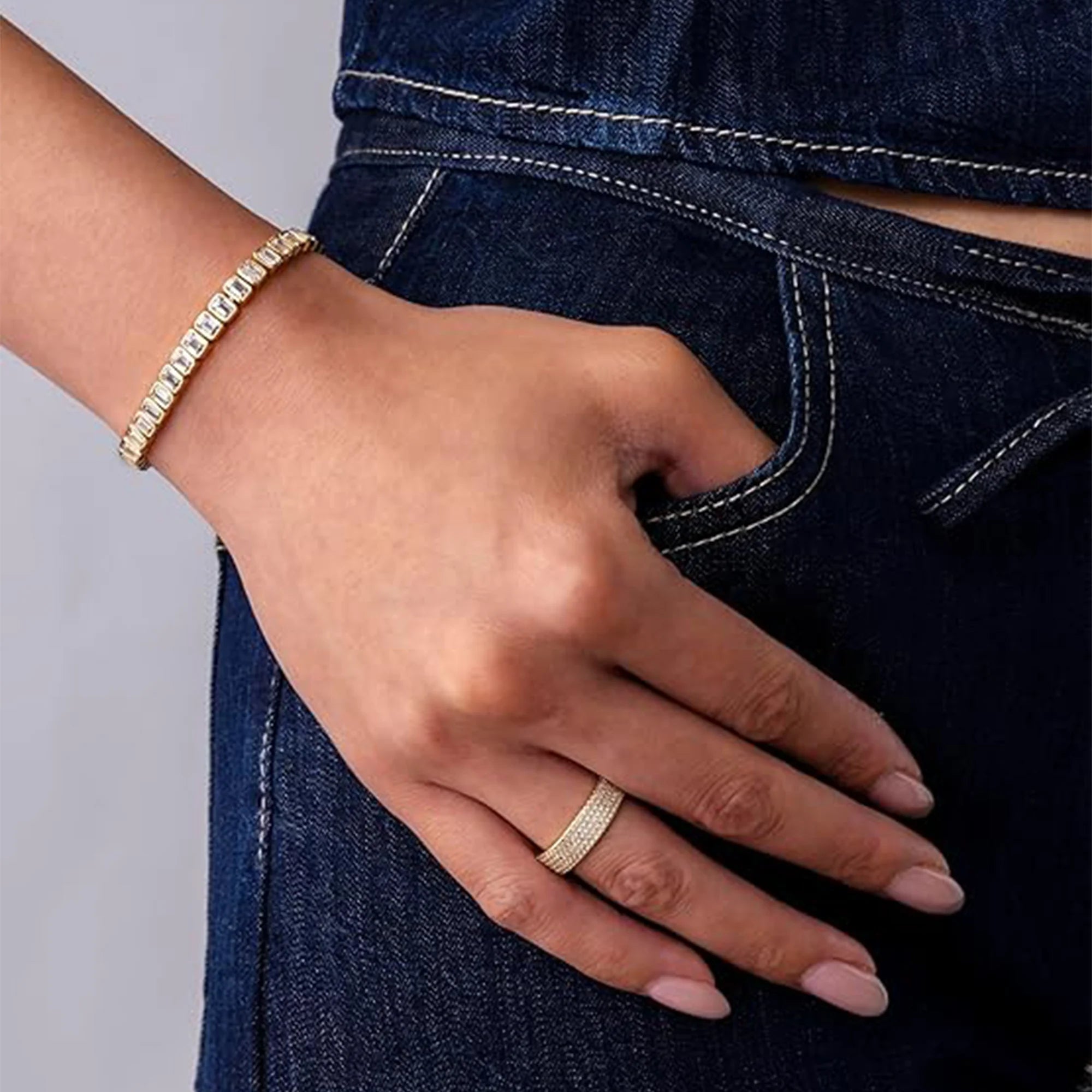 Bezel-Set CZ Tennis Bracelet