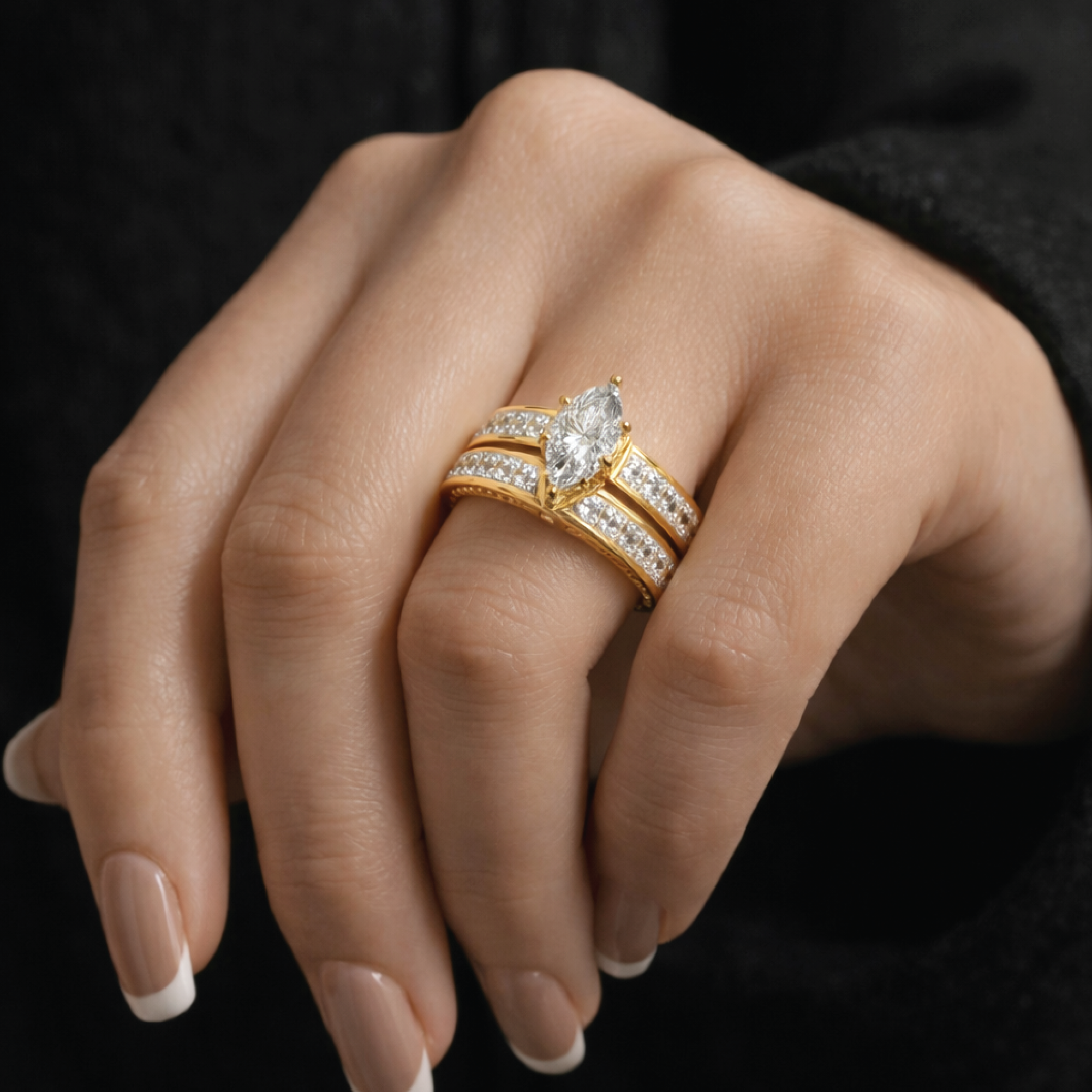 Gold Filled & Titanium His & Hers Wedding Ring Set