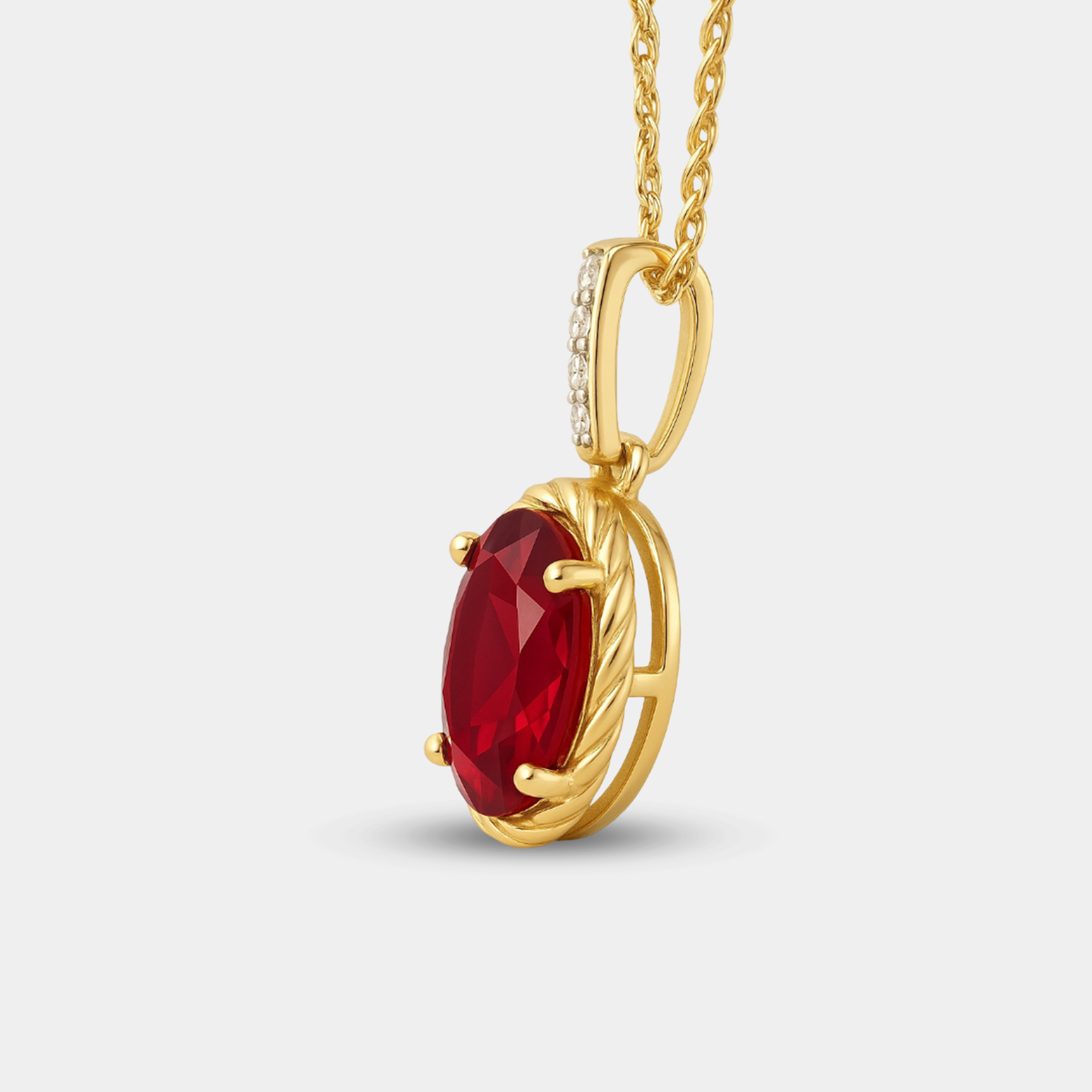Ruby & Diamond Oval Pendant