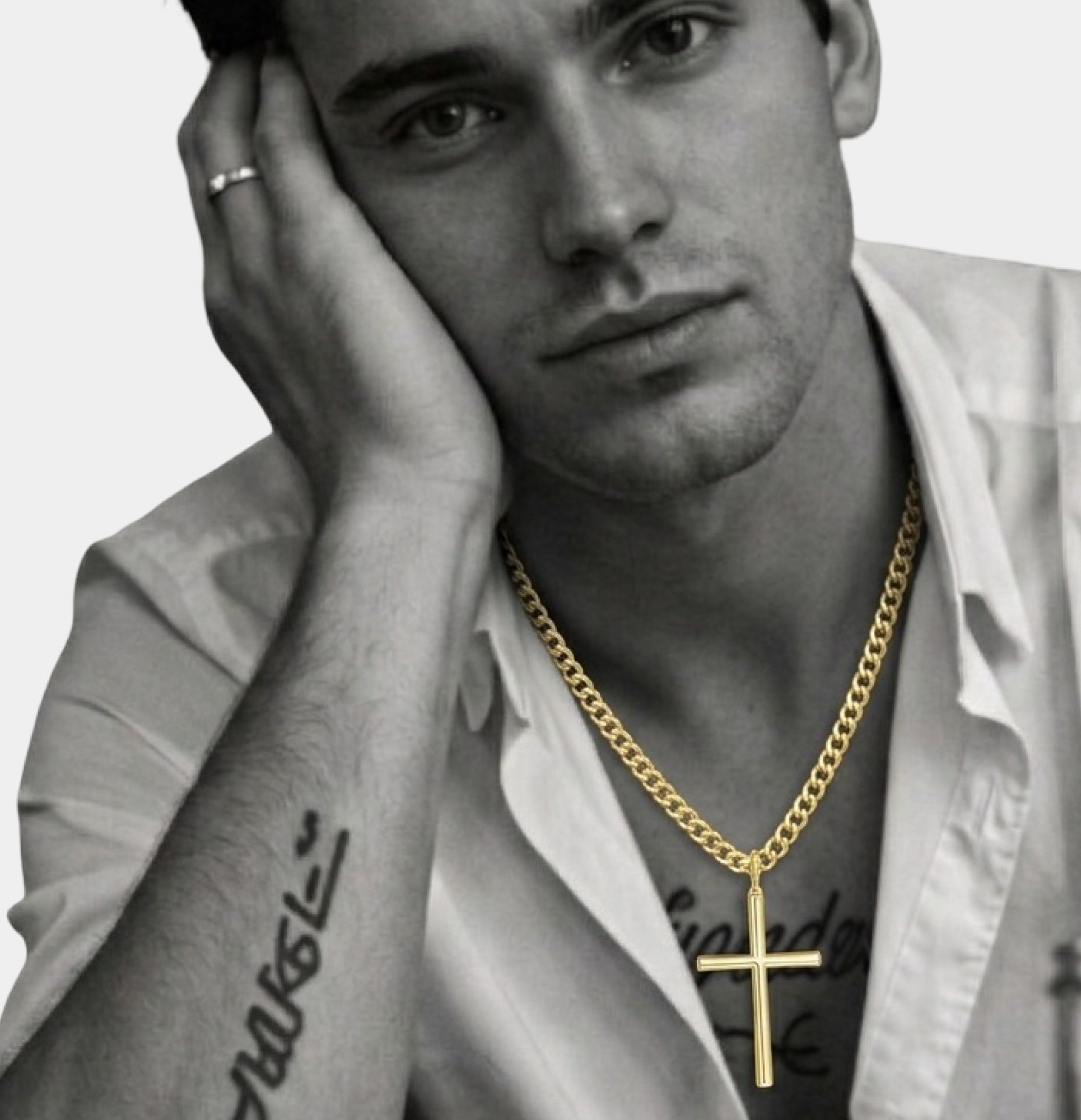 14K Gold Cuban Cross Dominion Edge Necklace