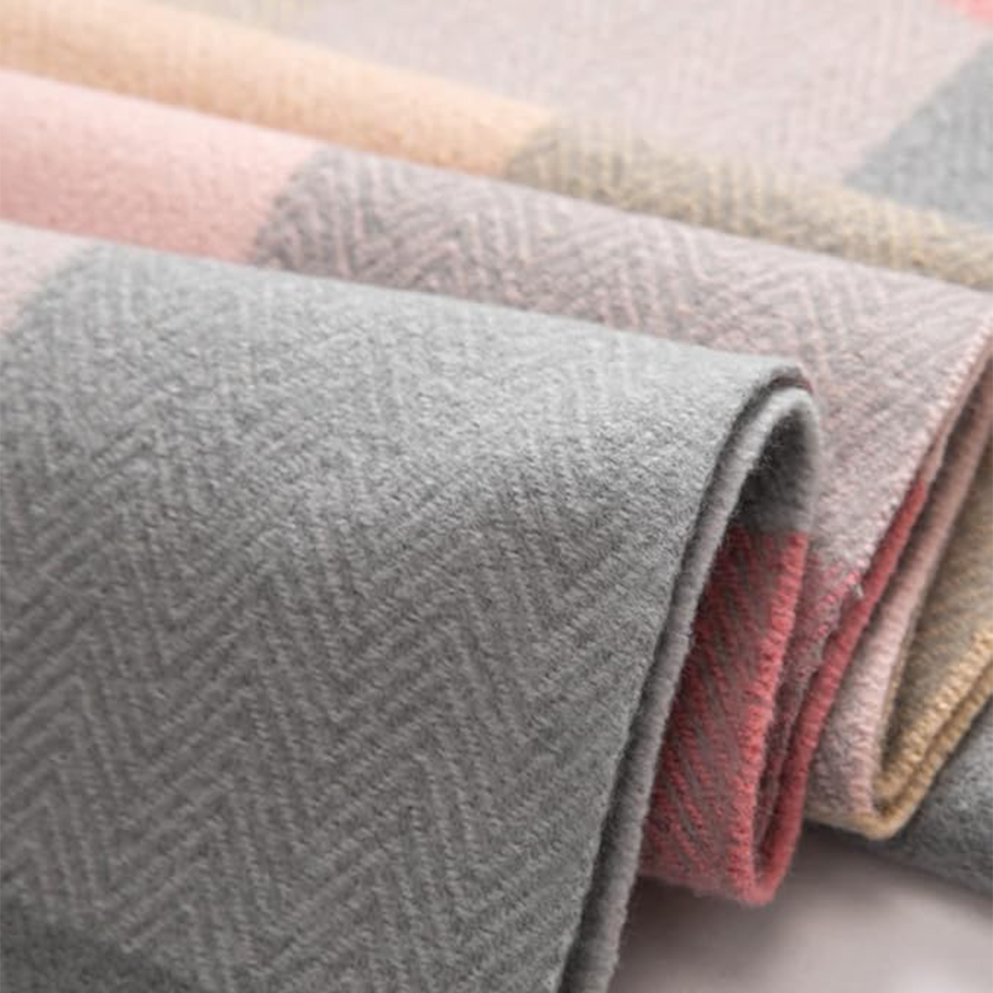 Lilac Check Wool Scarf