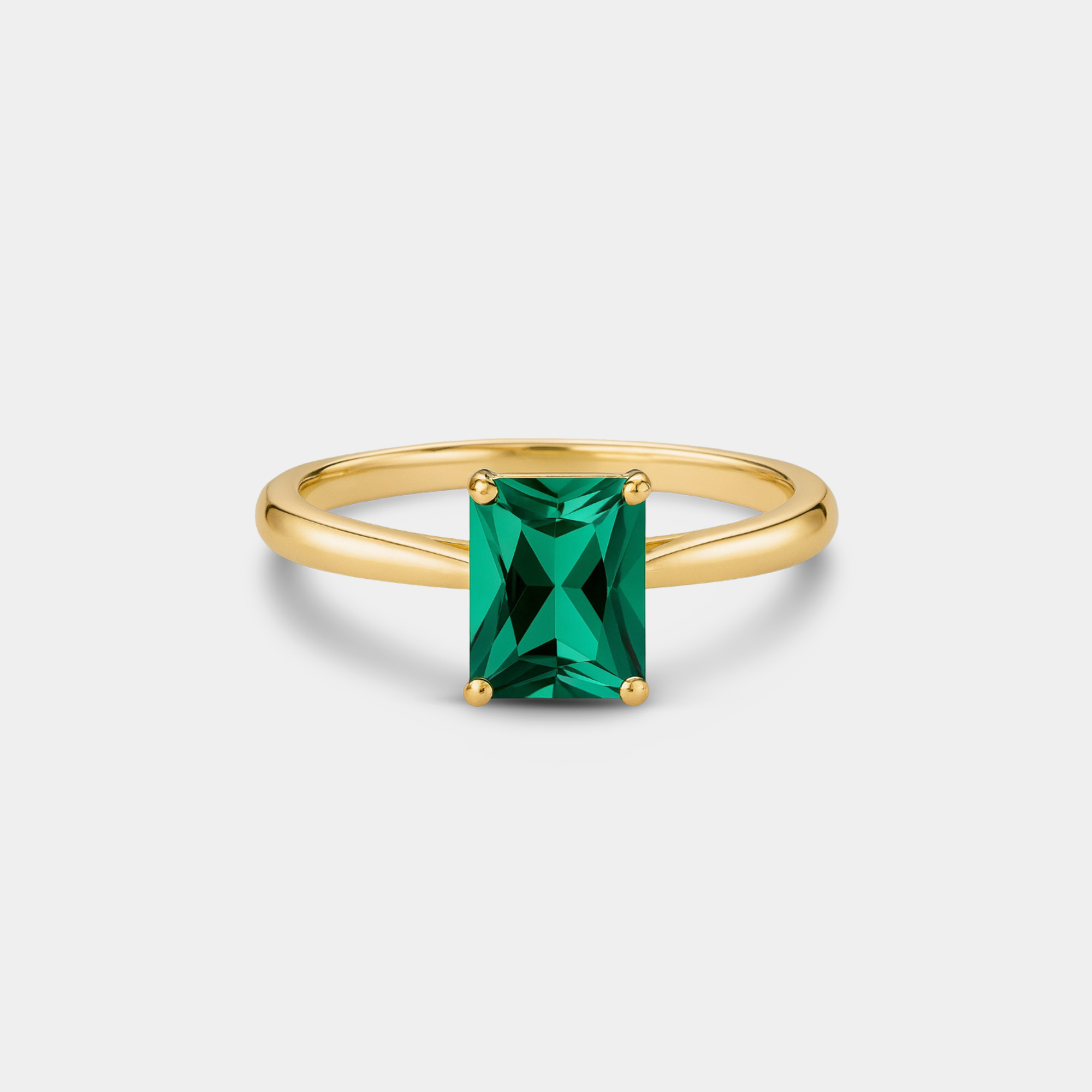 Nano Emerald Solitaire Gold Ring