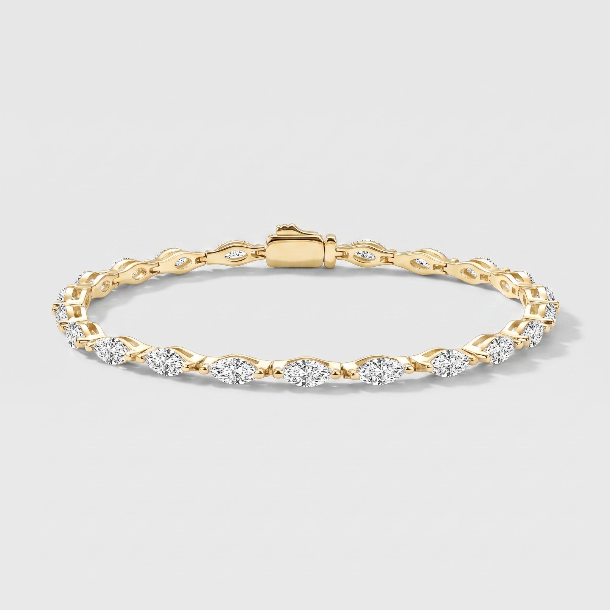 Marquise moissanite tennis bracelet in 14K gold filled with lobster claw clasp