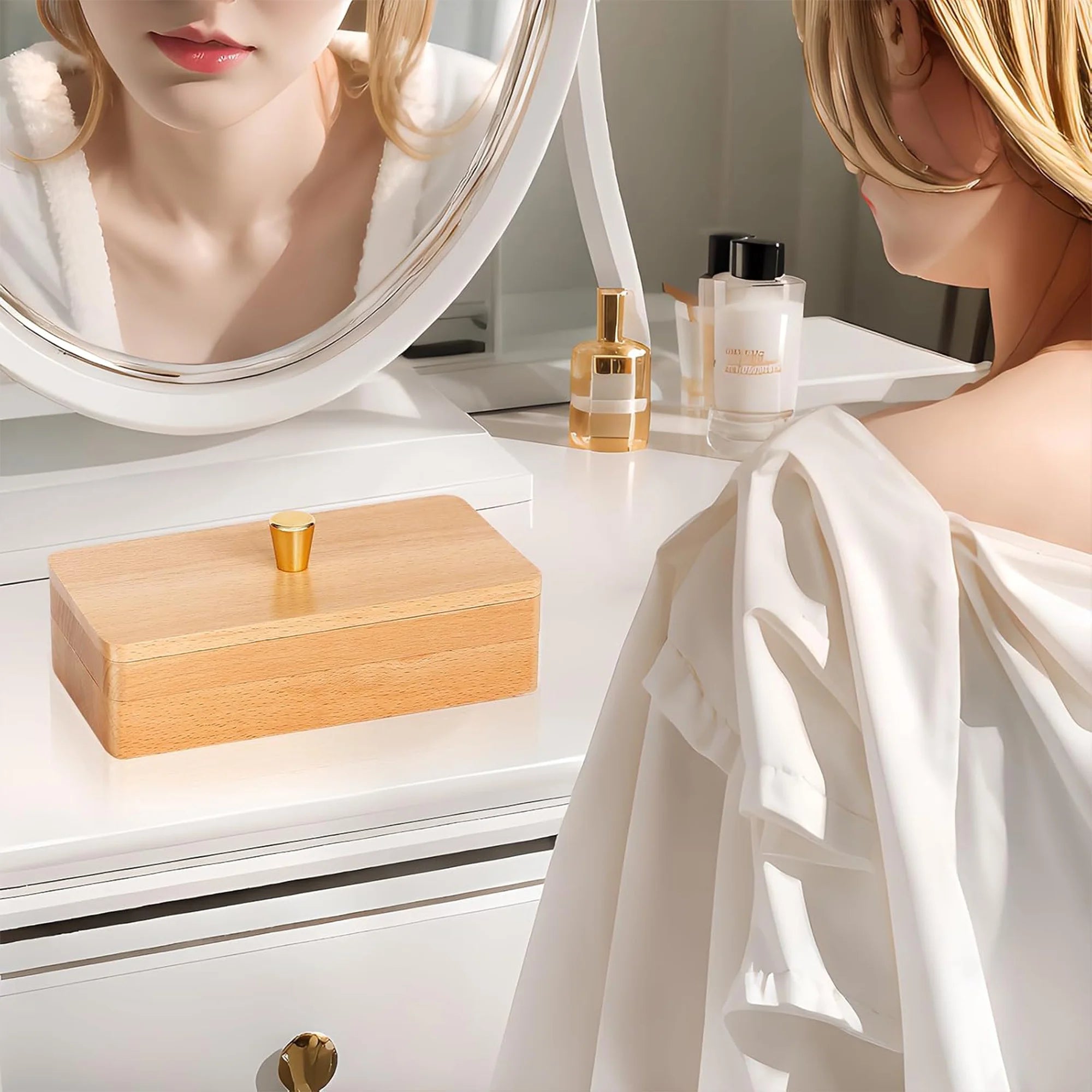 Wooden Stackable Jewelry Box with Lid