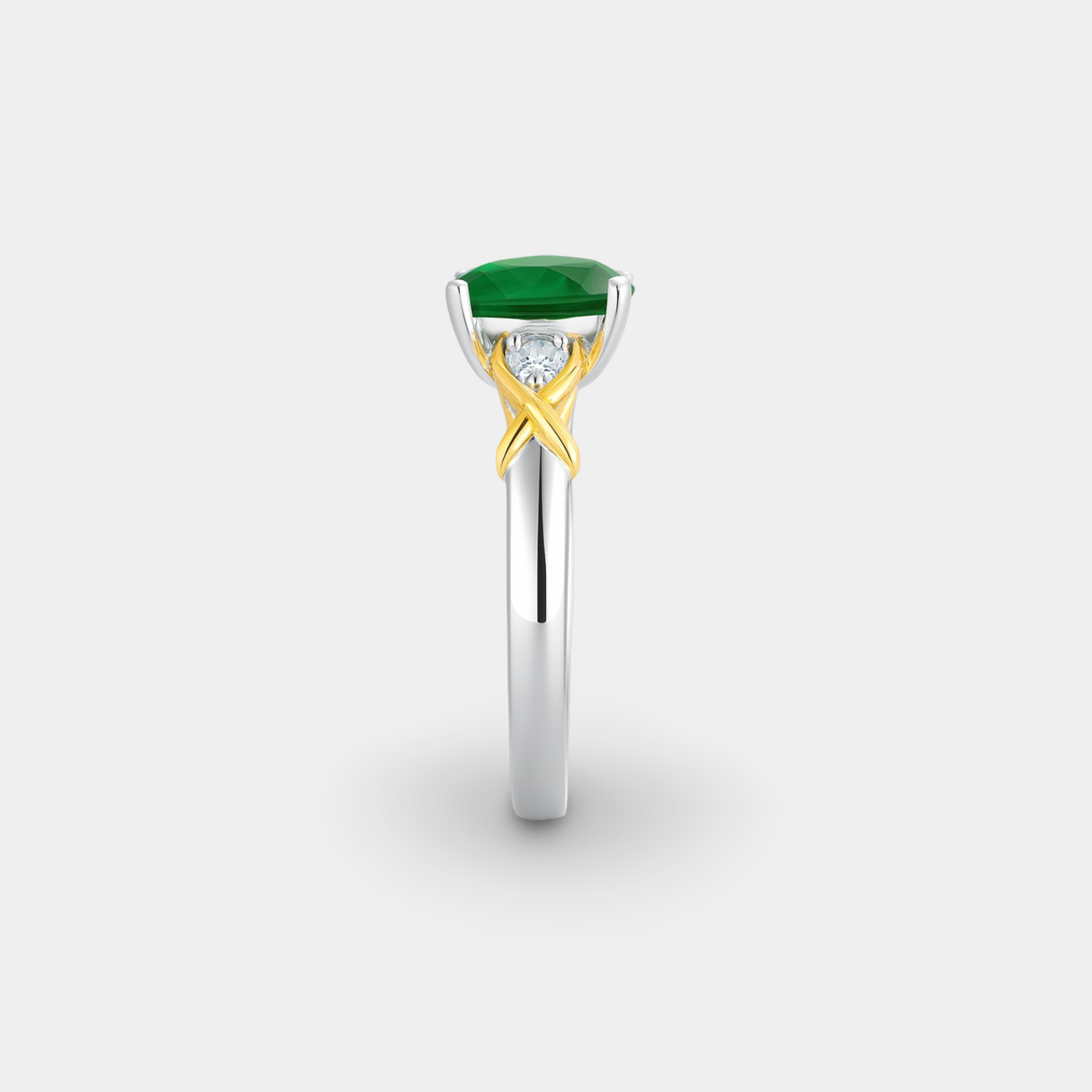 Liora Two-Tone Emerald Crossover Ring