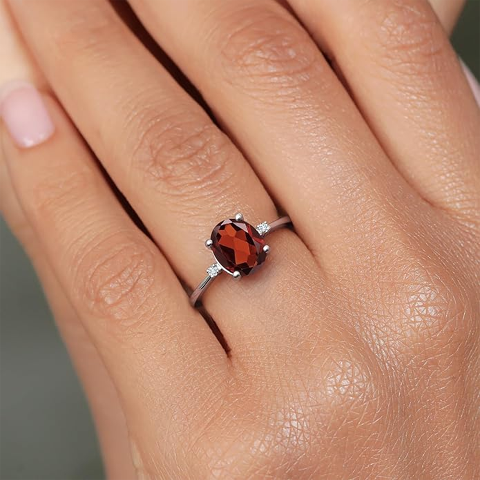 Nira Garnet & Diamond Accent Ring - MH ELEGANCE