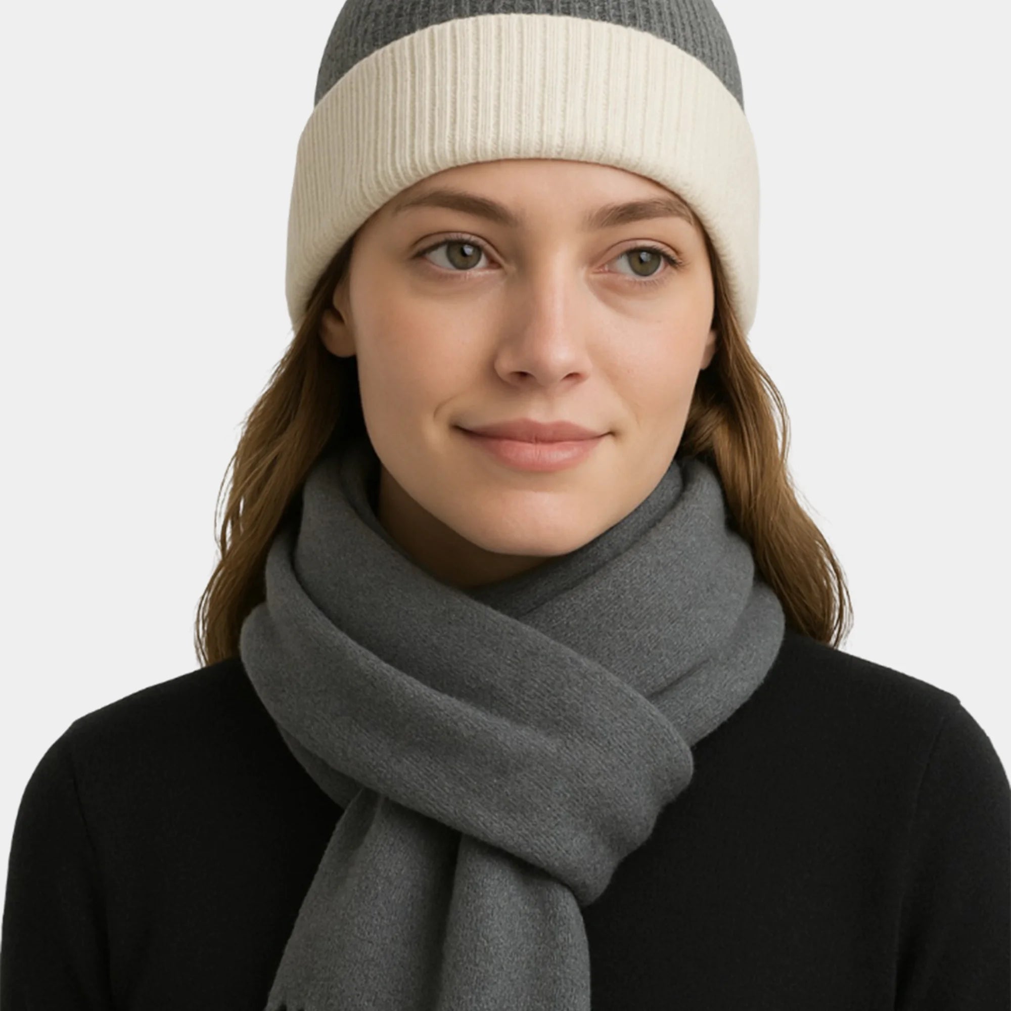 Two Tone Grey Scarf & Hat Set