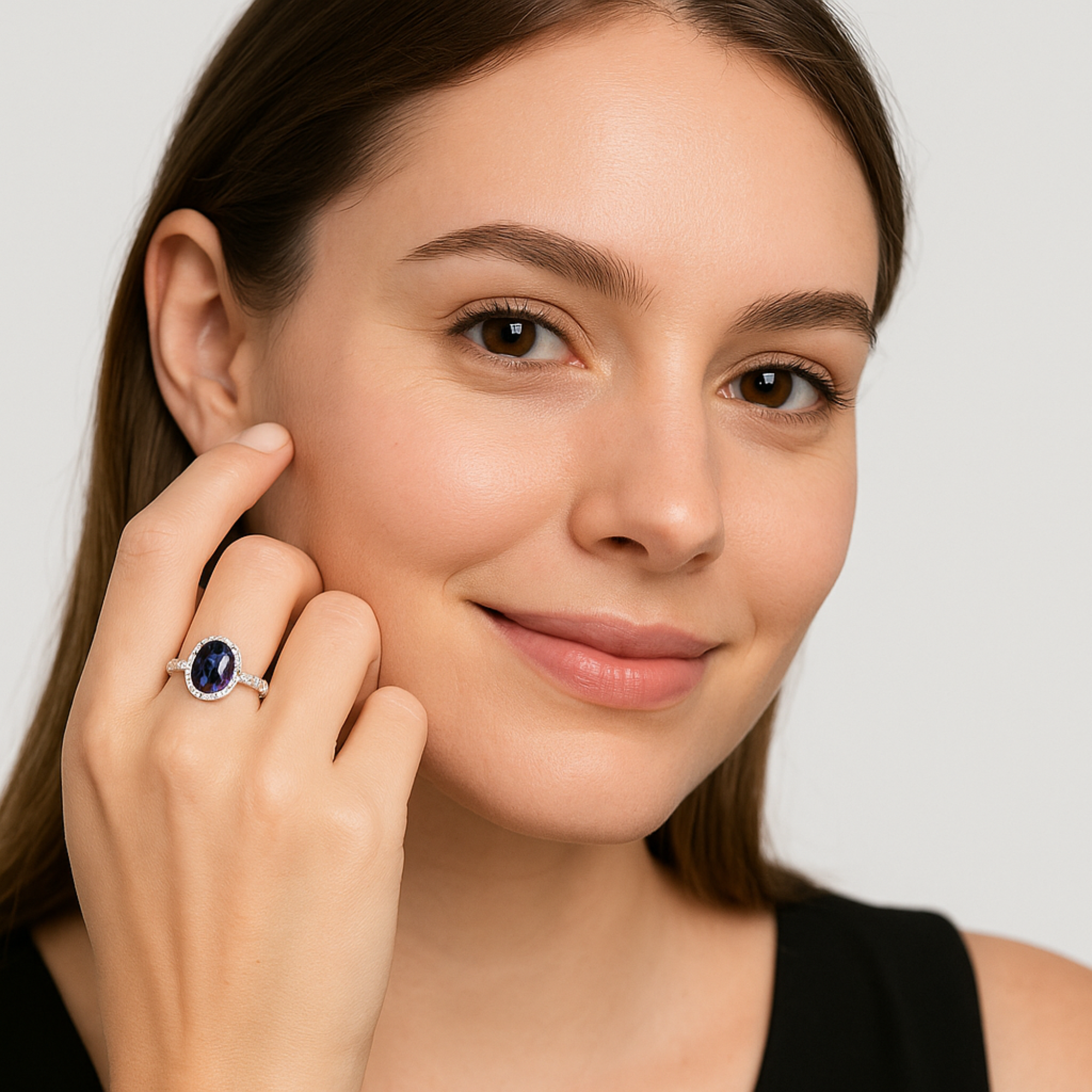 Oval Alexandrite Halo Engagement Ring