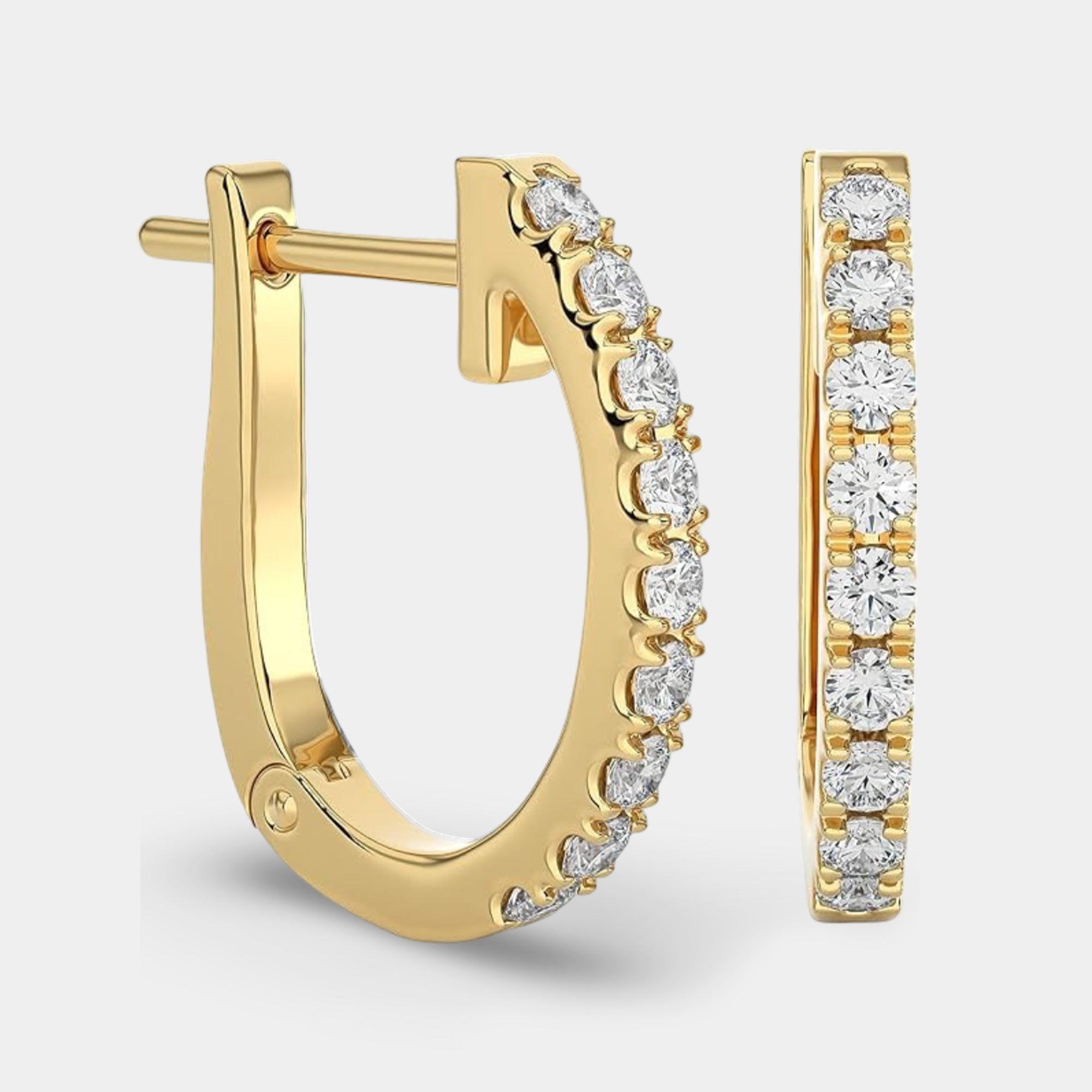 Pendientes de aro Huggie de diamantes de 14 quilates