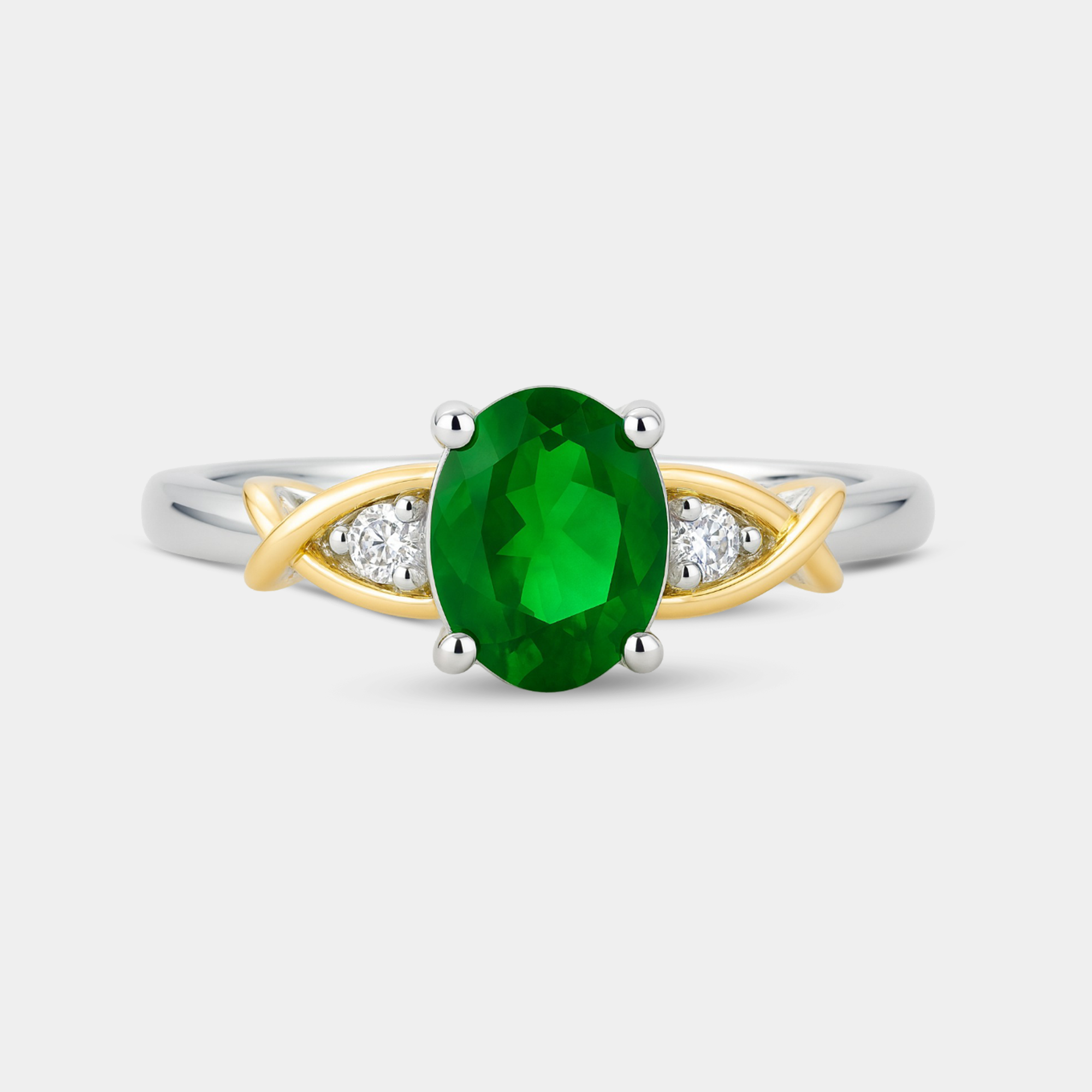 Liora Two-Tone Emerald Crossover Ring
