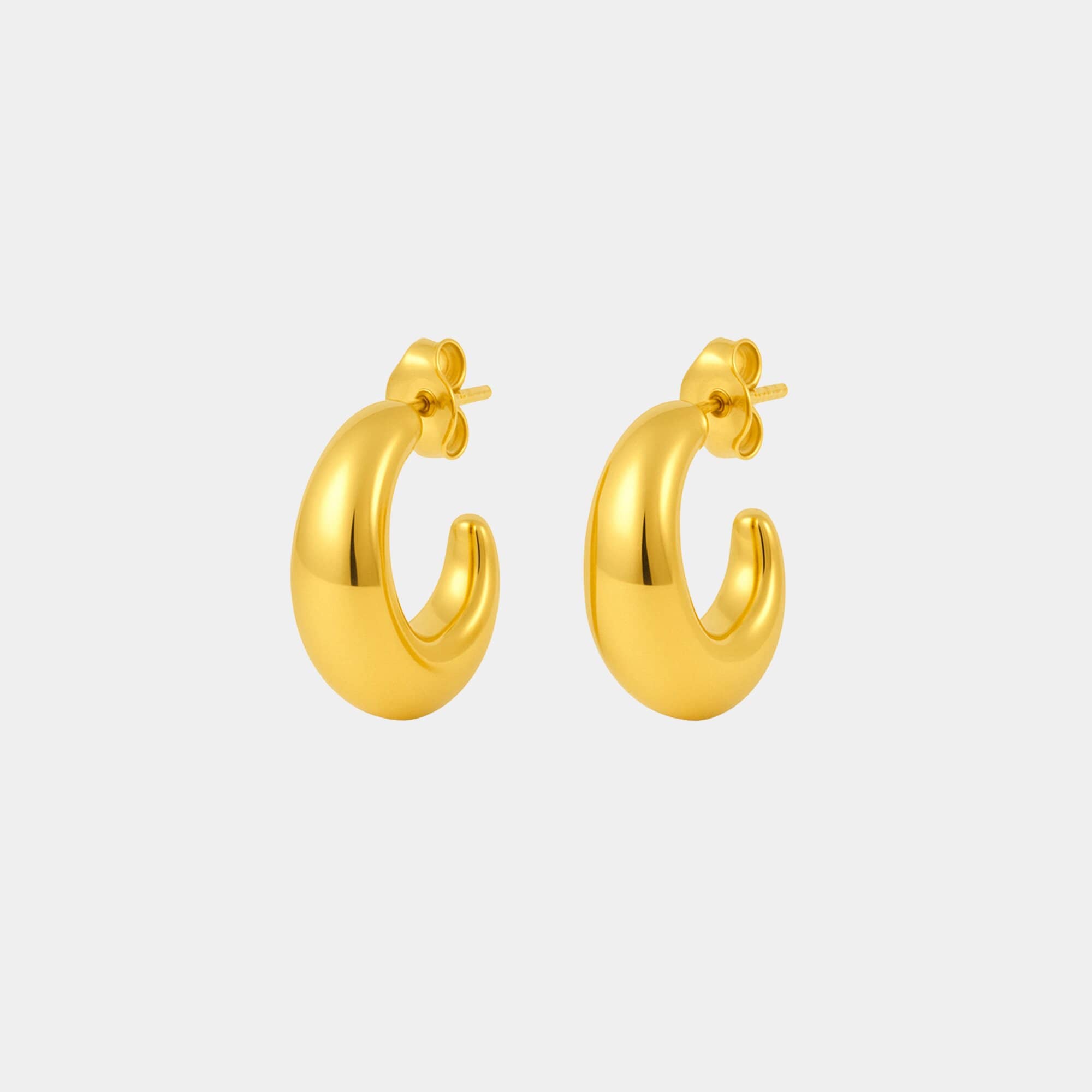 Small Chunky Gold Hoop Earrings