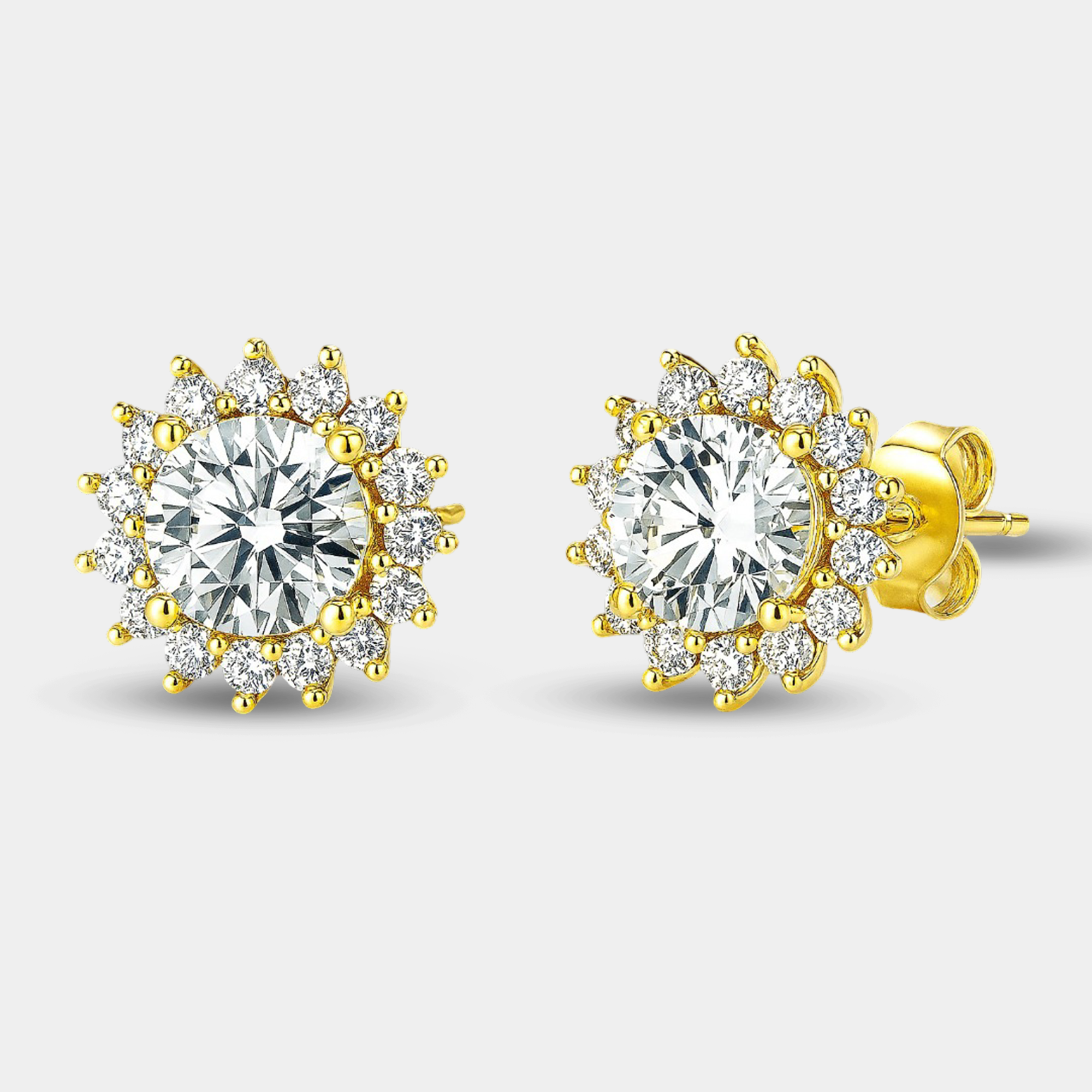 Moissanite Halo Stud Earrings