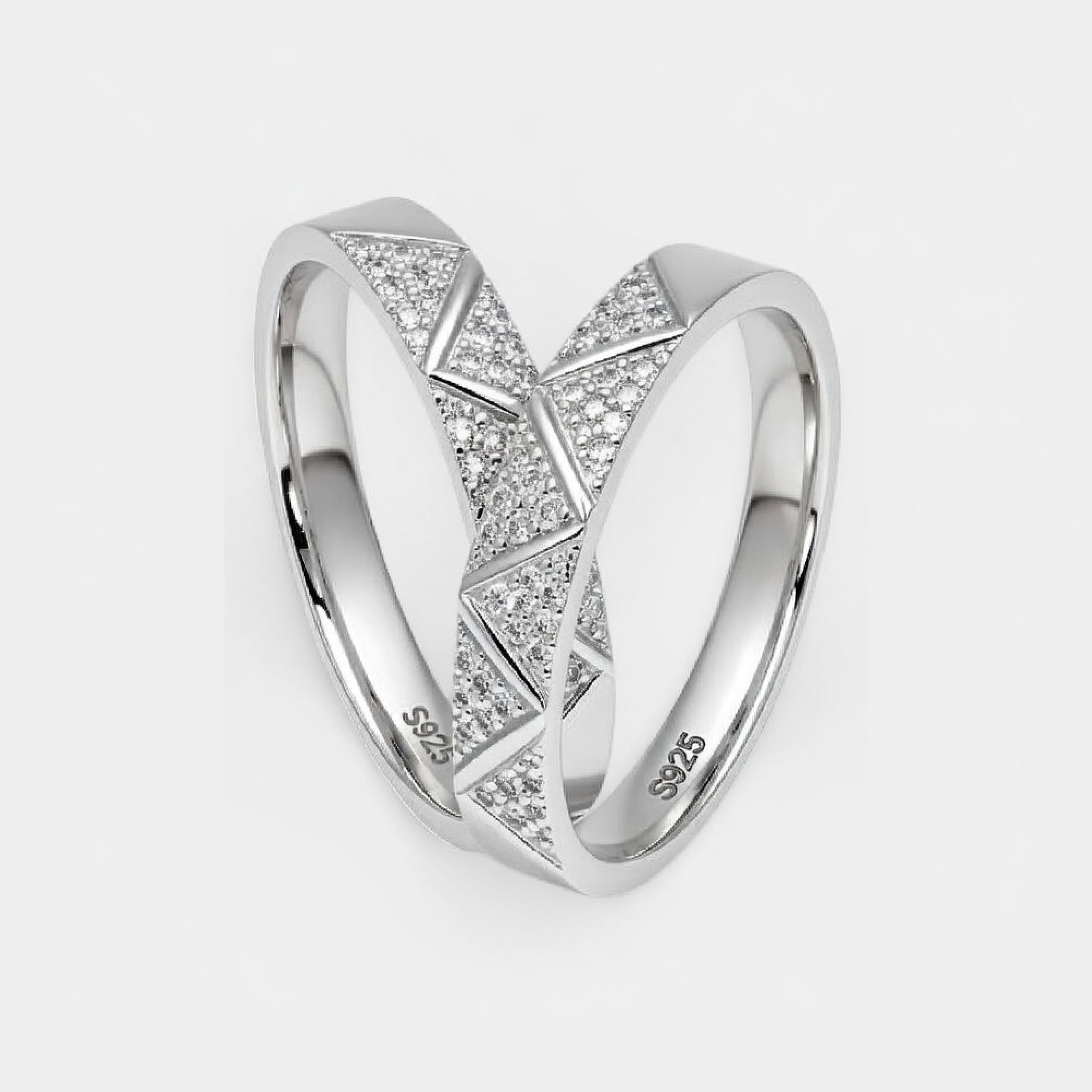 Couple wearing adjustable sterling silver his and hers promise ring set lifestyle photo