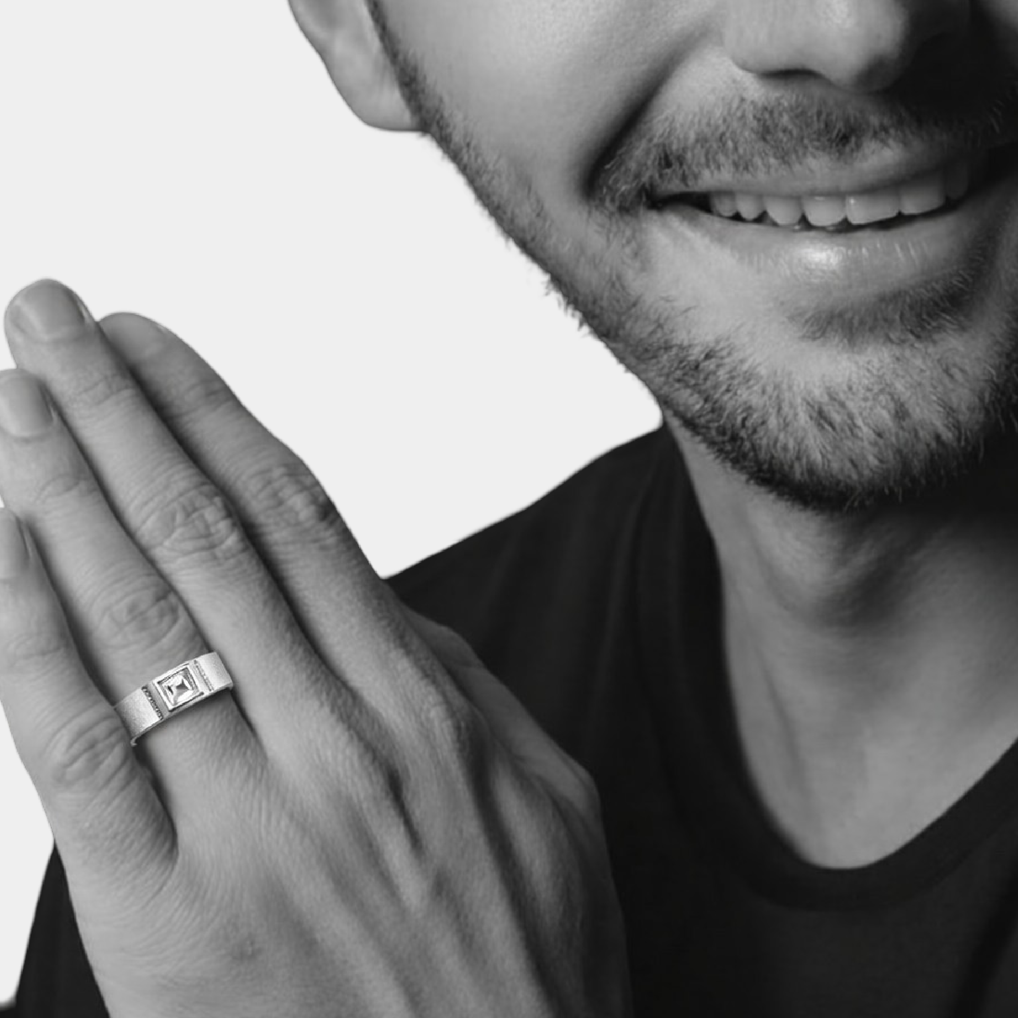 Close-up of adjustable sterling silver her wedding band from Eternal Promise couple ring set