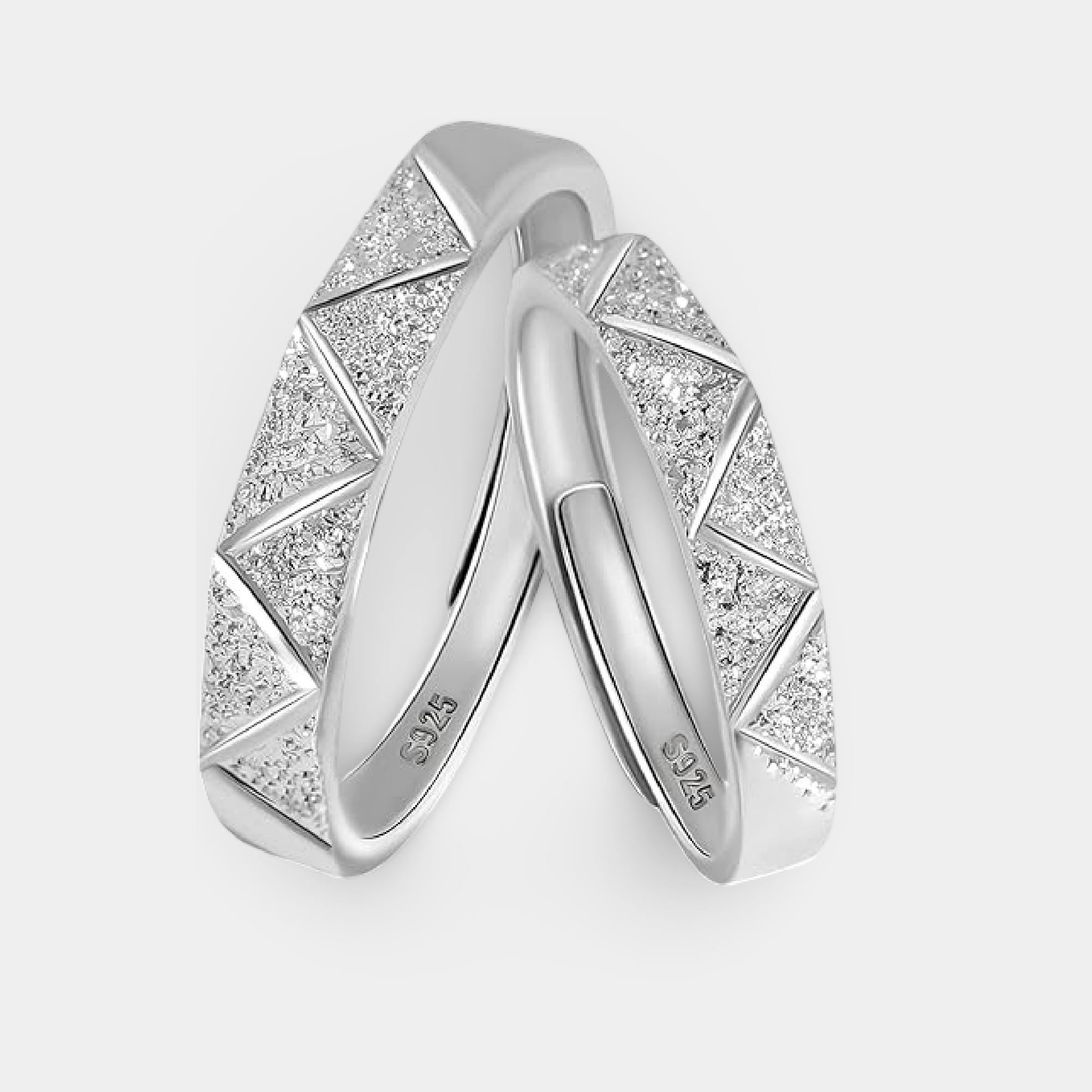 Adjustable sterling silver promise ring set his and hers matching couple rings from MH Elegance